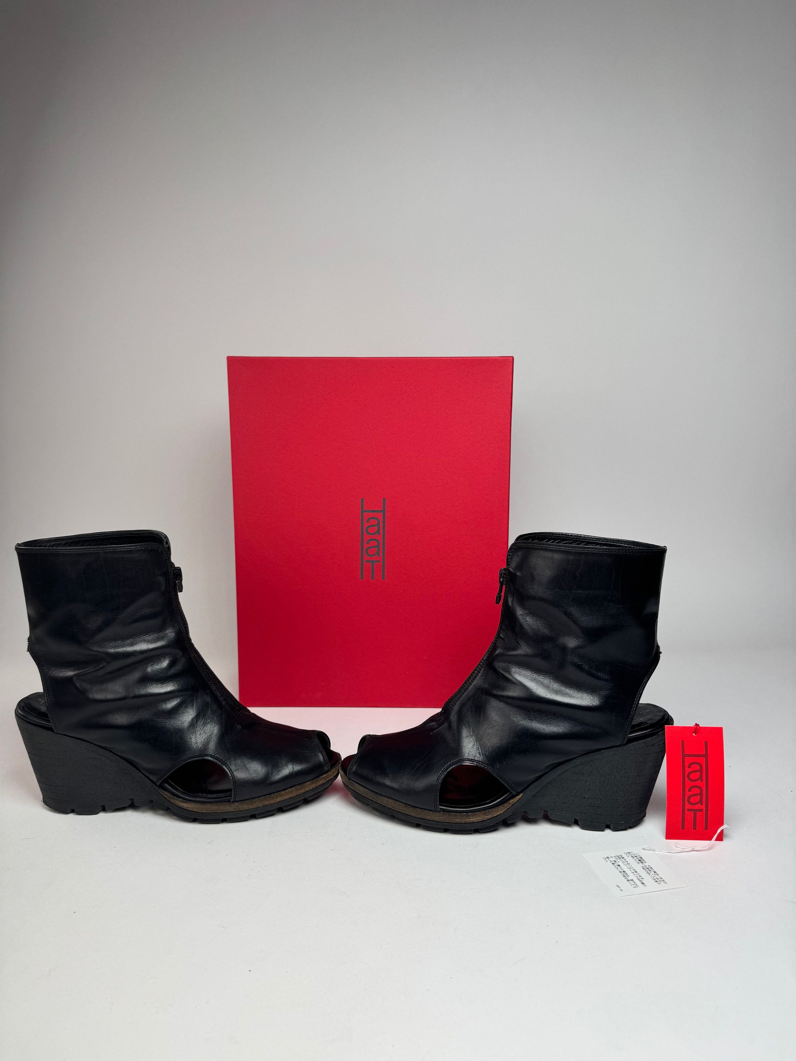 Other Vintage Issey Miyake Open Black Leather Boots Black Size US 7 / IT 37 - 1 Thumbnail