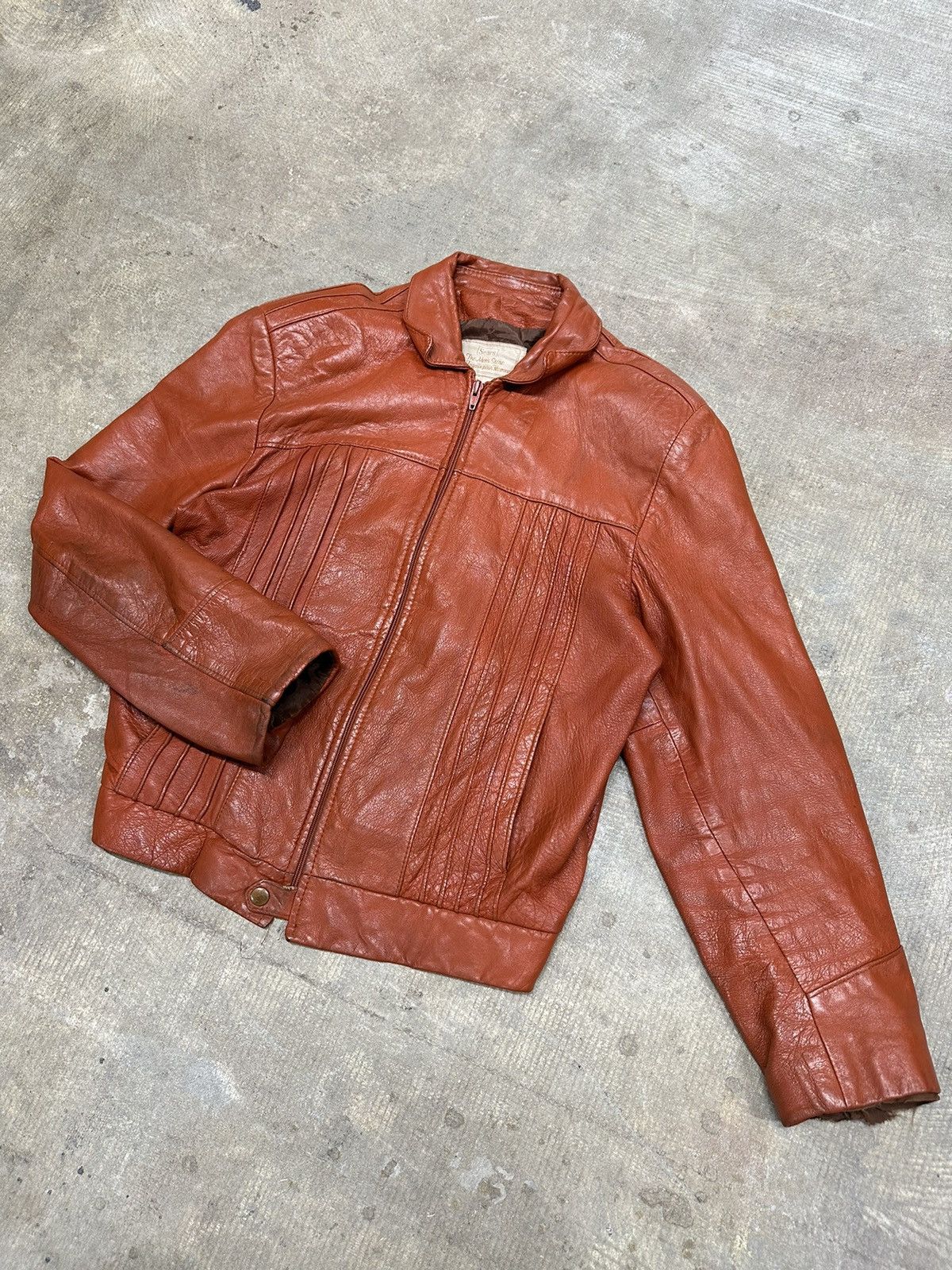 Vintage Sears Auburn Men’s Leather Bomber Jacket Size 40