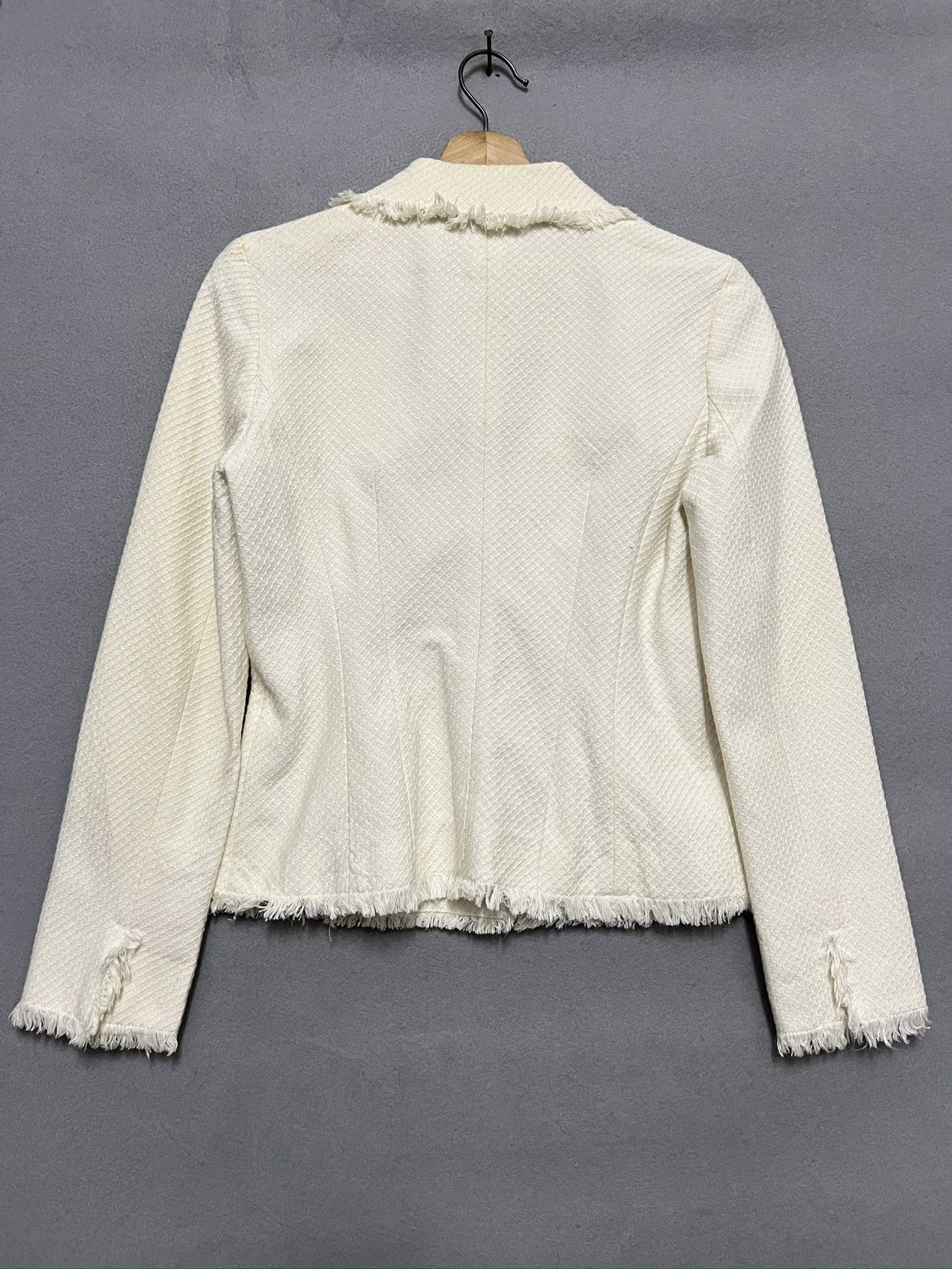 Japanese Brand 543. INED Inspired Cream Frayed Blazer by Yohji Yamamoto Size ONE SIZE - 2 Thumbnail