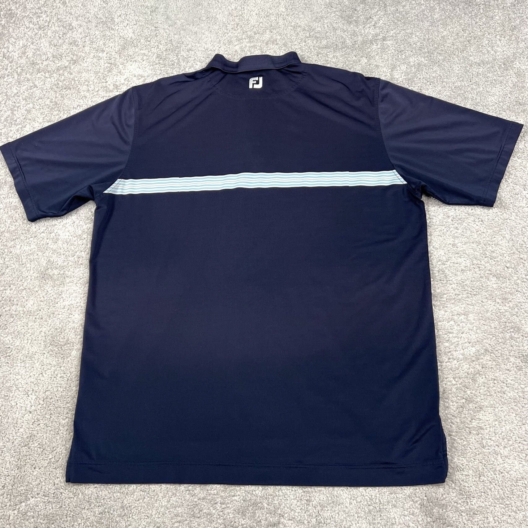 Footjoy FootJoy Polo Shirt Mens XL FJ Short Sleeve Blue White Striped Golf Stretch Size US XL / EU 56 / 4 - 5 Thumbnail