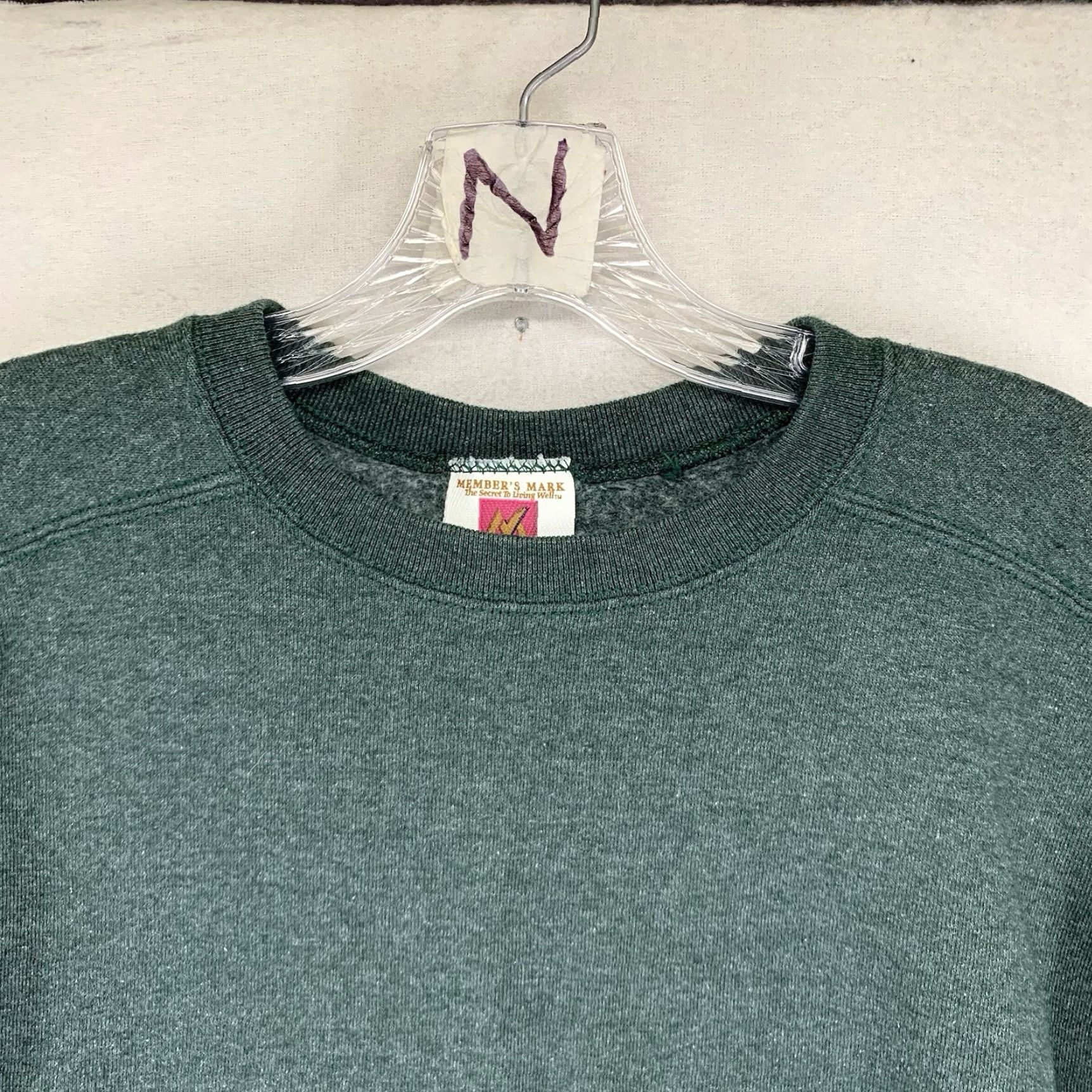 Vintage VINTAGE Members Mark Sweatshirt Crewneck L Green Grunge 90s Streetwear Heavyweight Cotton Polyester Mens Size US L / EU 52-54 / 3 - 3 Thumbnail
