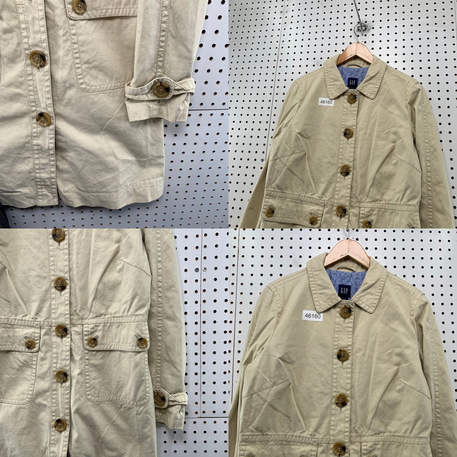 Gap VINTAGE Gap Trench Coat Women Large Beige Canvas Button Pocket Flap Y2K Long Sleeve Cotton Coat Beige Women's Regular Size L -/- 90s Theme Classic Size L / US 10 / IT 46 - 8 Thumbnail