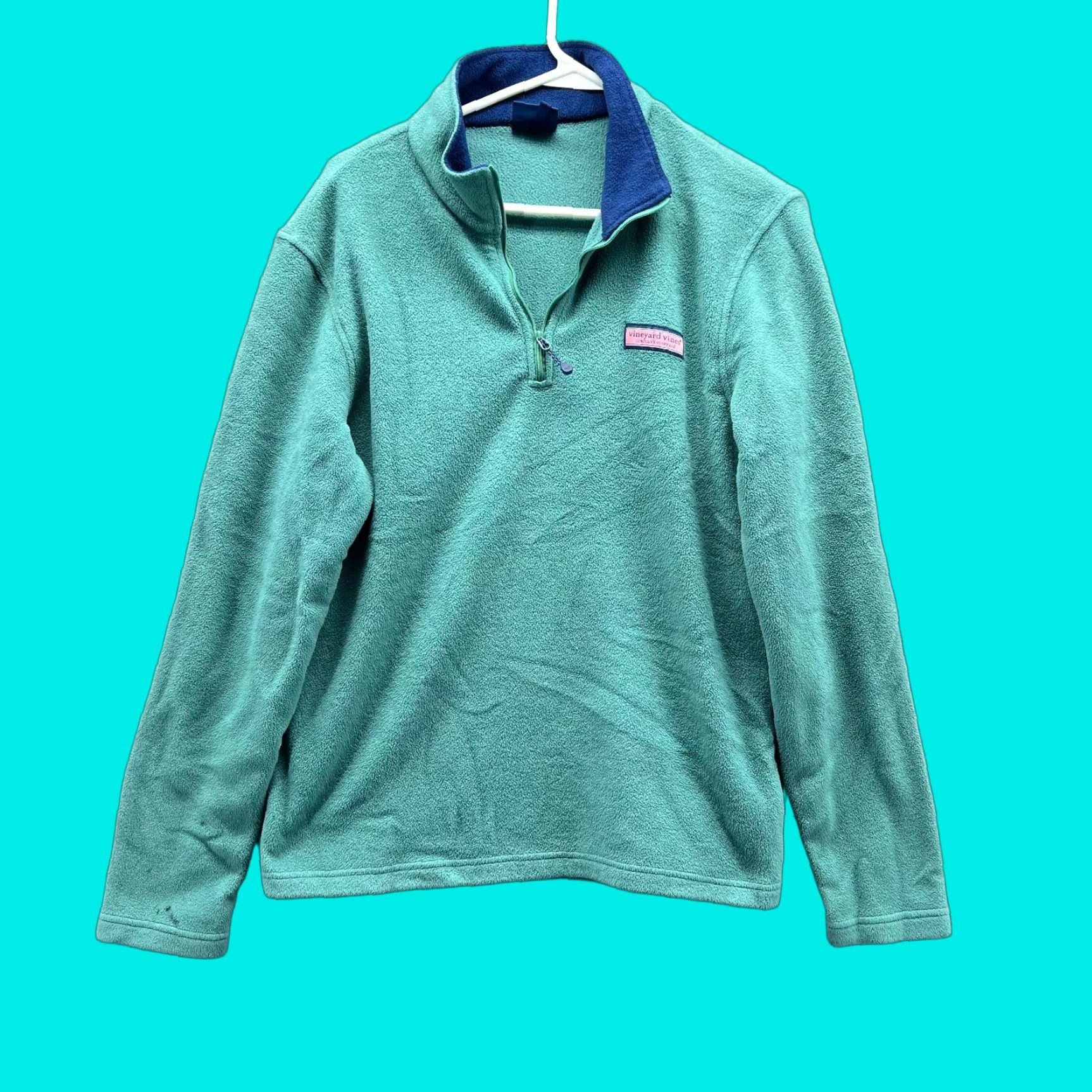 Vineyard Vines VINTAGE Vineyard Vines Sweater Men Small Teal Blue 1/4 Zip Pullover Fleece Jacket Regular Fit Logo Long Sleeve Size US S / EU 44-46 / 1 - 1 Thumbnail