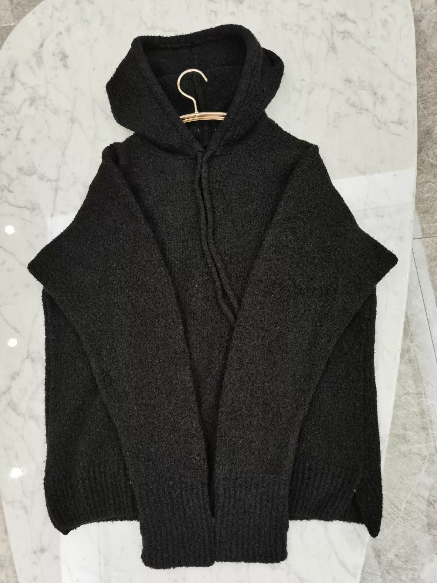 Maison Margiela maison flaneur black hooded wool-blend sweater 50 Size US M / EU 48-50 / 2 - 1 Thumbnail