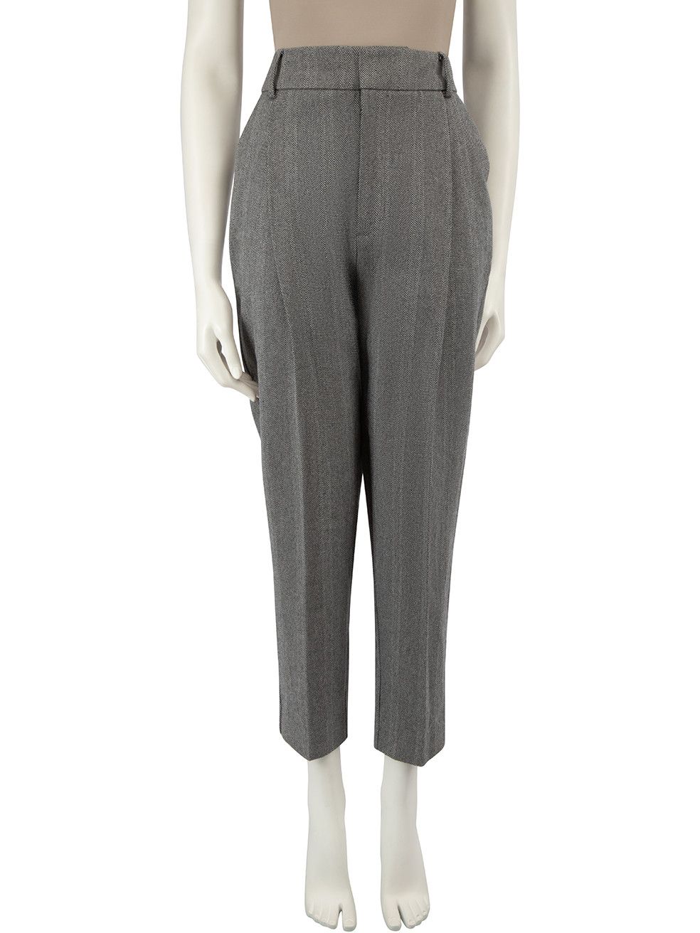image of Anine Bing Grey Herringbone Tailored Trousers, Women's (Size 27)