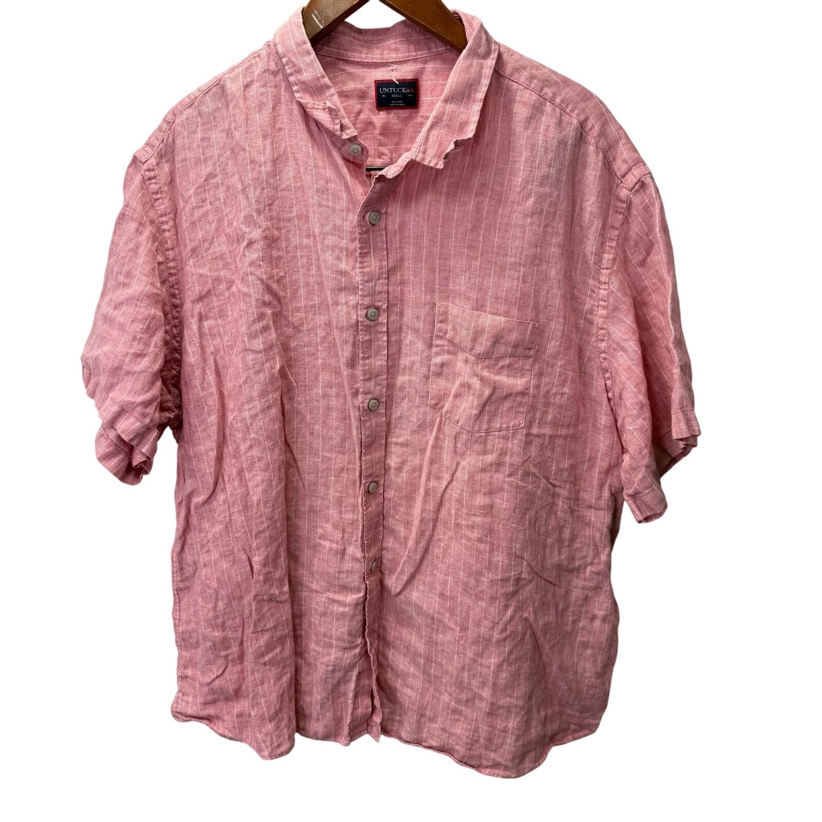 UNTUCKit UNTUCKit Men's Shirt sz XXXL Short Sleeve Linen #G674 Size US XXL / EU 58 / 5 - 5 Thumbnail