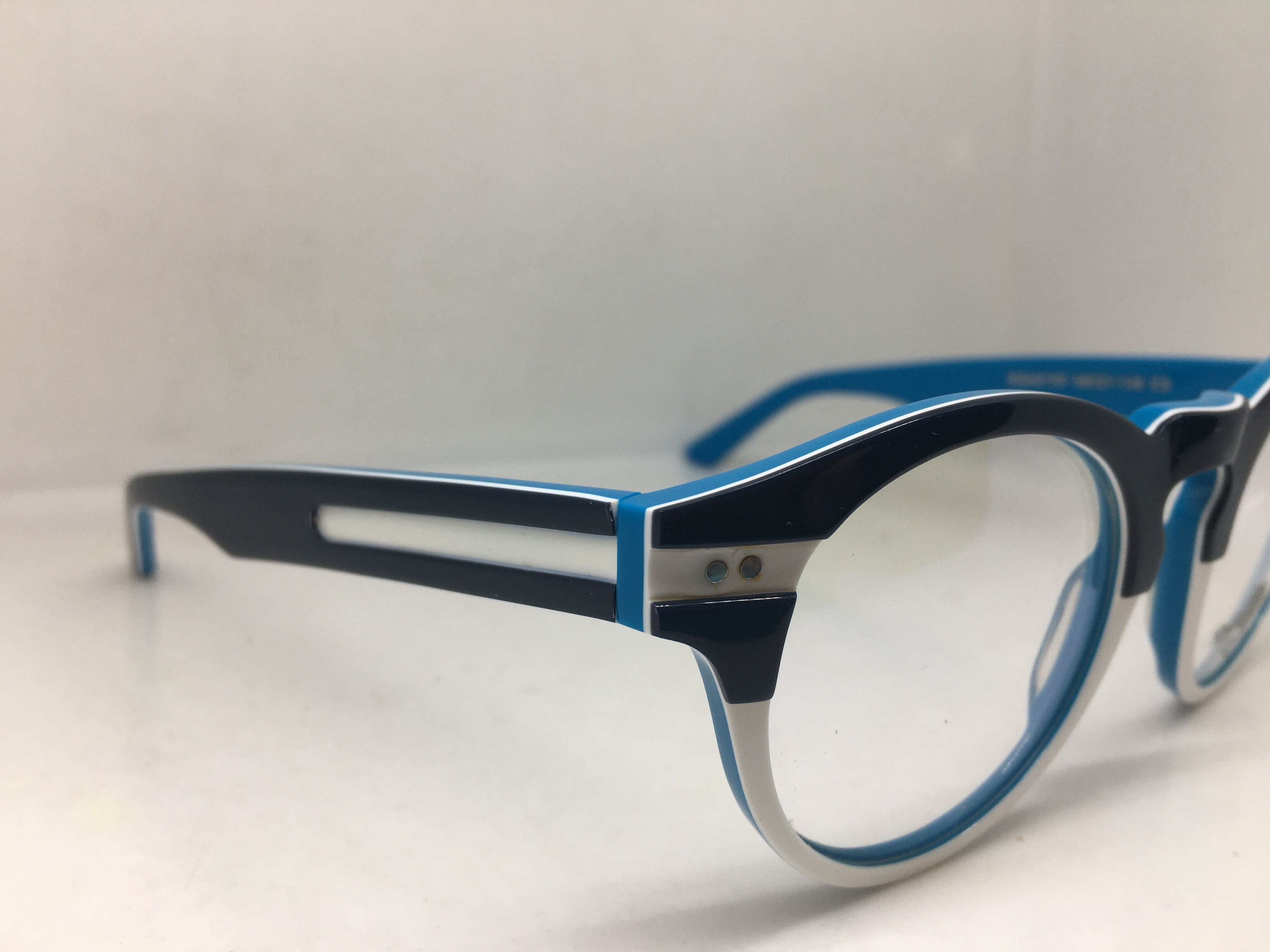 Other EYECRAFT Black White Blue Keyhole Eyeglasses Frame Size ONE SIZE - 2 Thumbnail