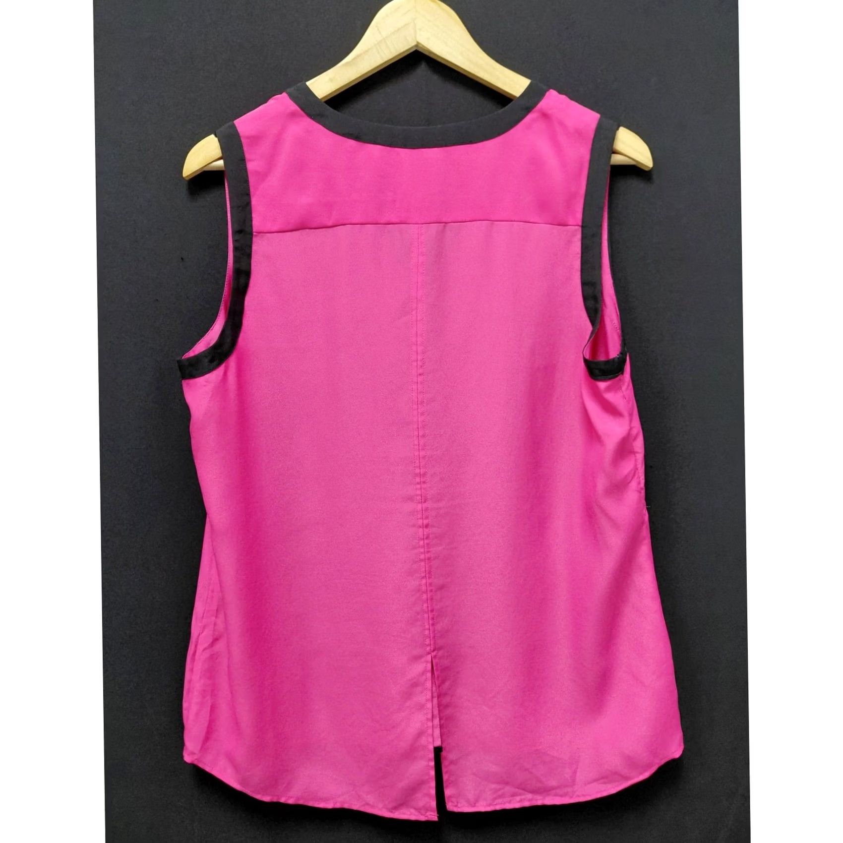 Anne Klein Anne Klein Pink Sleeveless Top Women L V-Neck Button Casual Business Shirt Tailored Pattern Solid Size L / US 10 / IT 46 - 2 Thumbnail