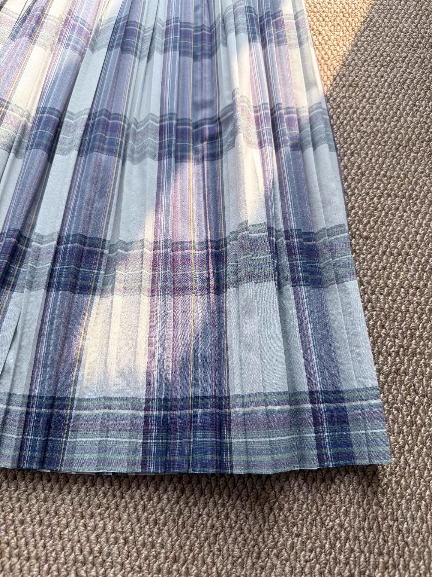 Auralee AURALEE Gray PurpleGreen Check Wool Pleats Midi Skirt Size S Size 26" / US 2 / IT 38 - 5 Thumbnail