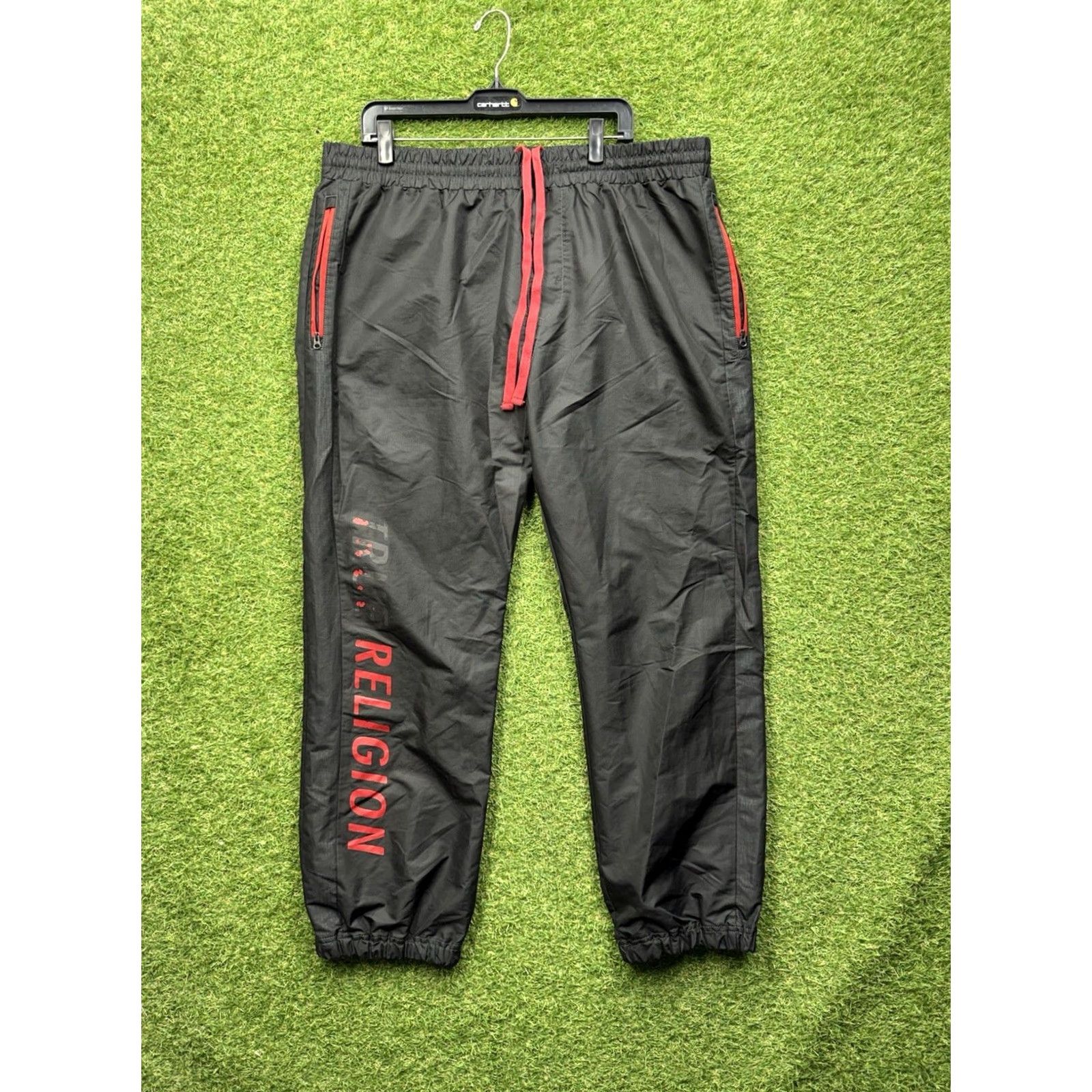 True Religion True Religion Track Pants Mens 2XL Black Tapered Leg Elastic Waist Gym y2k 38x31 Pants Mens Black 2XL Athletic Everyday Sportswear Lounge Size US 39 - 2 Thumbnail
