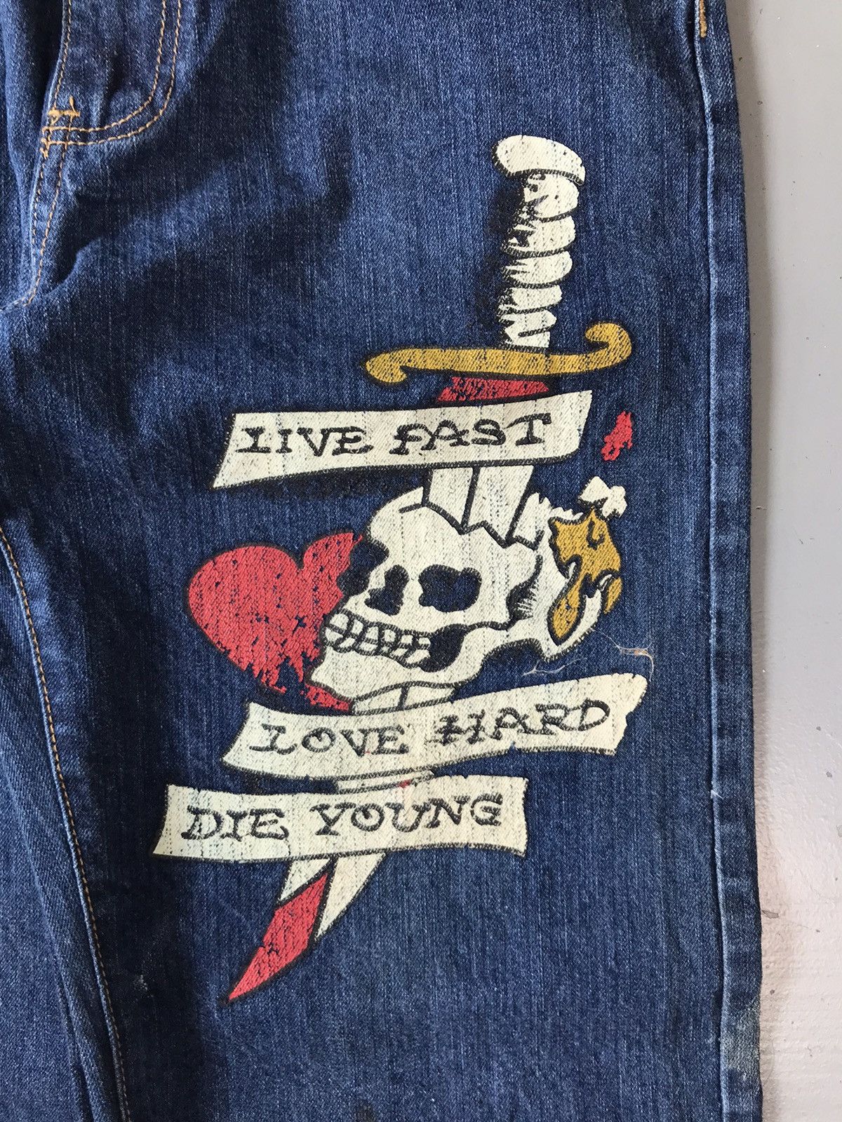 Ed Hardy × Vintage Vintage Ed Hardy Dragon 🐉 Denim Size US 32 / EU 48 - 5 Thumbnail