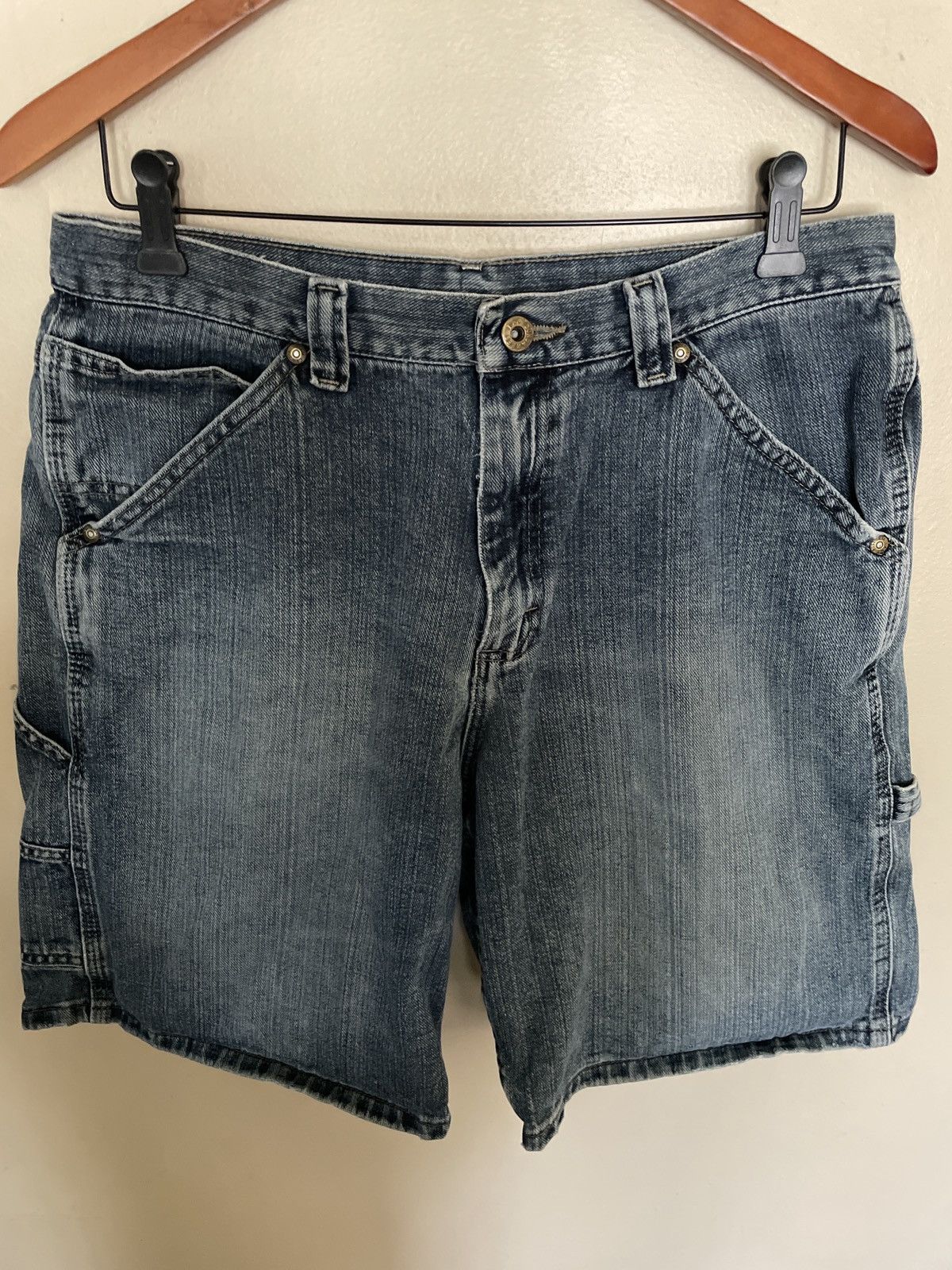 Lee × Vintage Lee Dungarees Blue Jean Denim Carpenter Shorts Jorts 33” 🔥👀 Size US 33 - 1 Thumbnail
