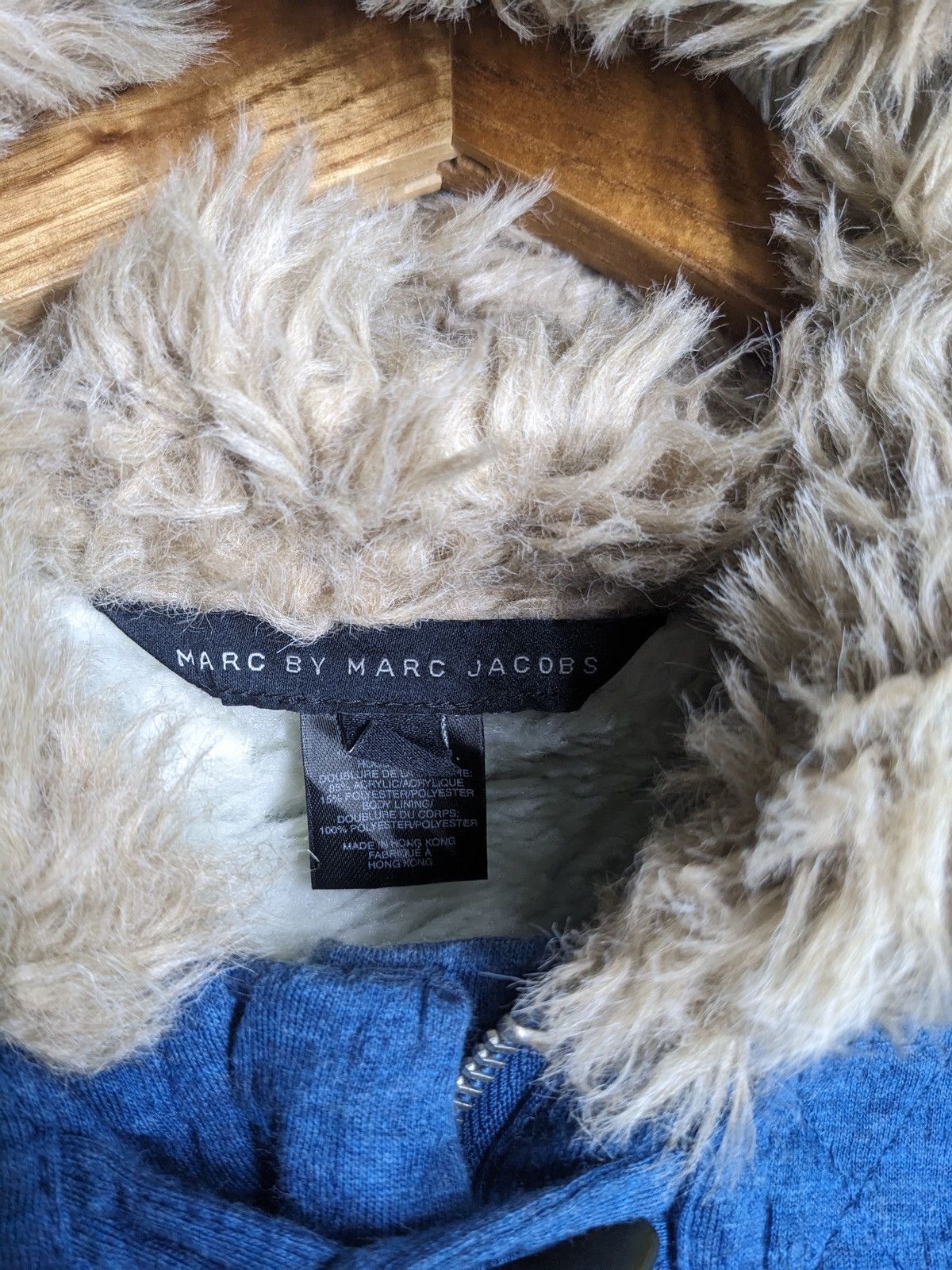 Marc Jacobs Marc by Marc Jacobs Blue Fleece-Lined Hoodie Jacket Size XS / US 0-2 / IT 36-38 - 3 Thumbnail