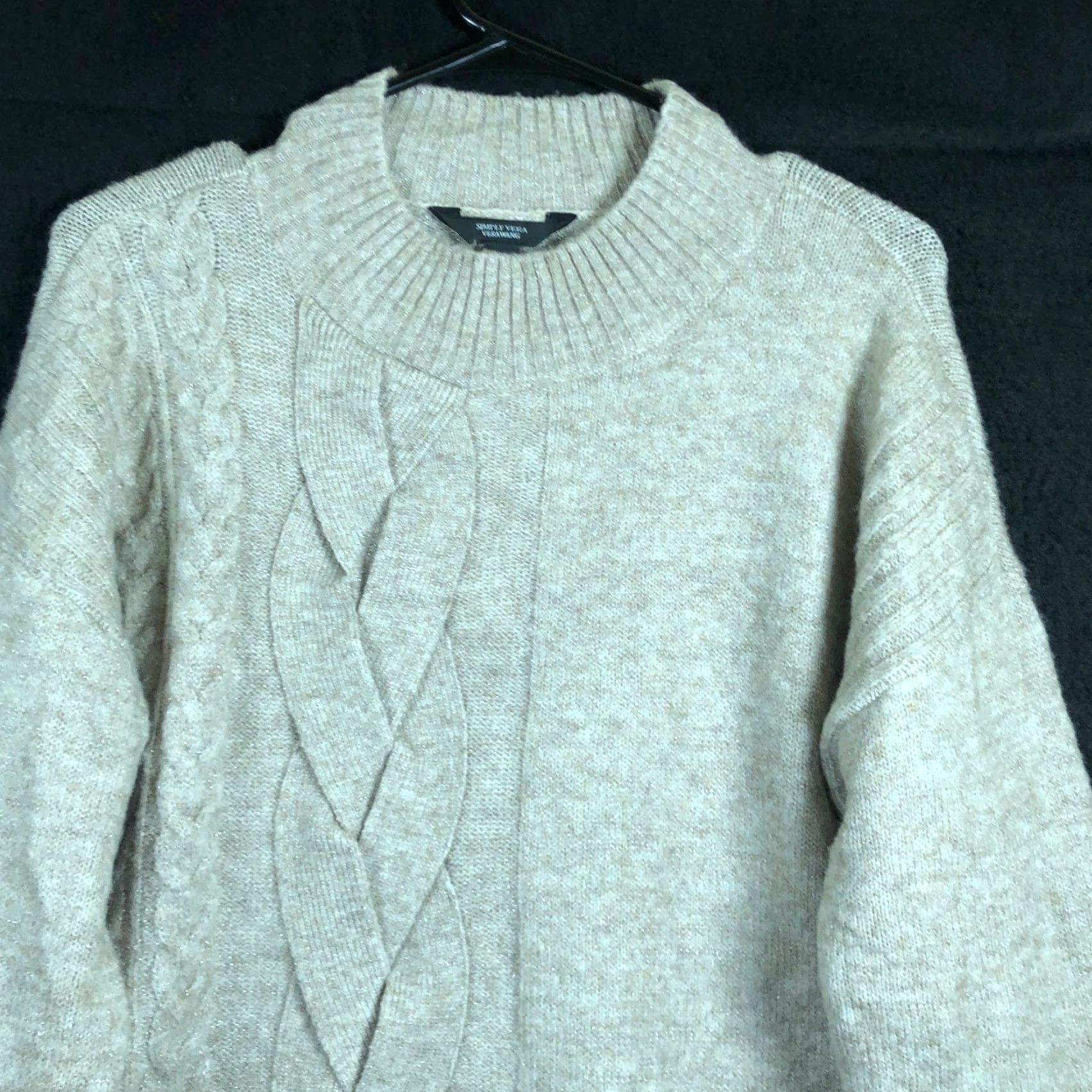 Vintage Vera Wang Womens Sweater Brown Cable Knit Mock Neck Pullover Soft Stretch M Size M / US 6-8 / IT 42-44 - 2 Thumbnail