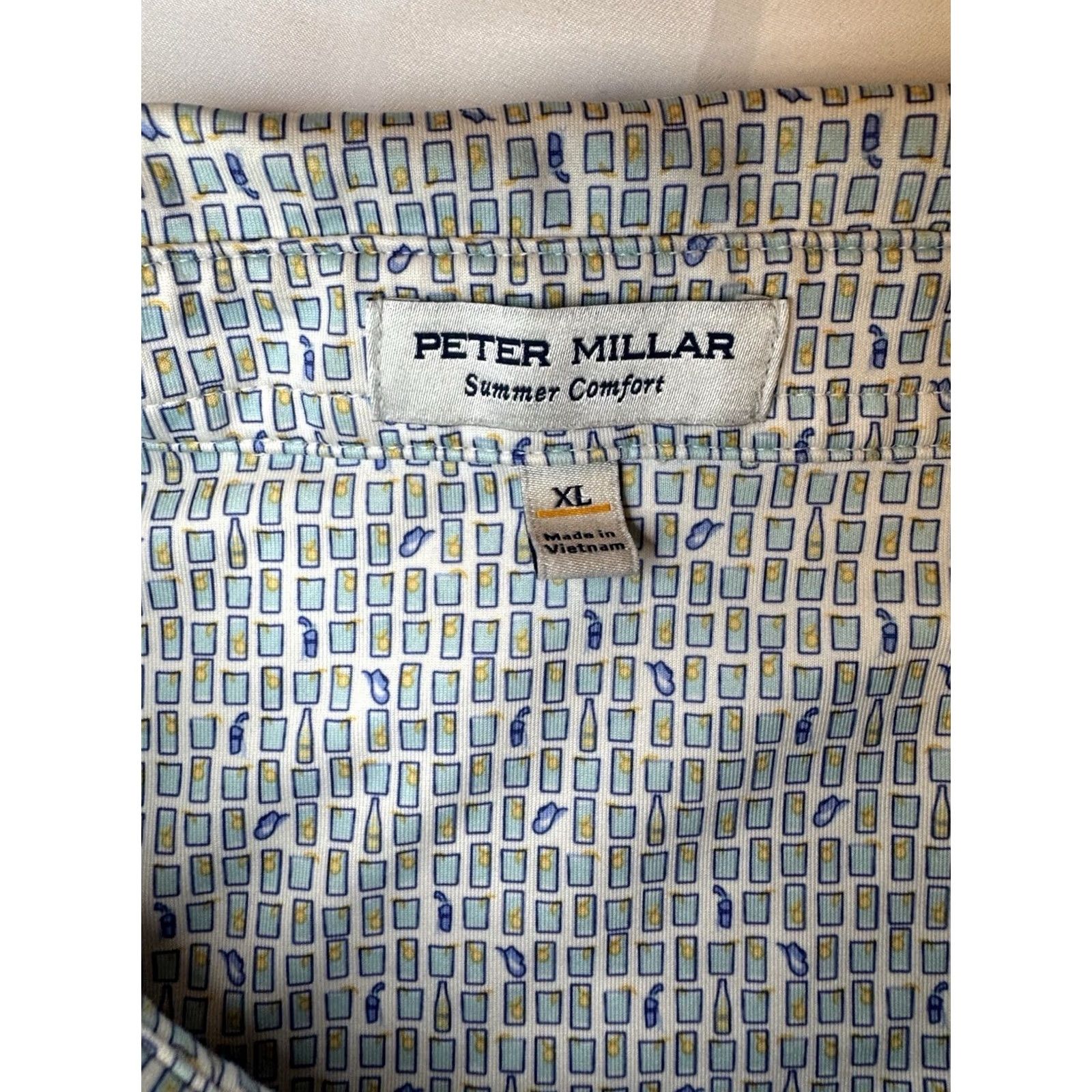 Peter Millar Peter Millar Summer Comfort Polo Golf Mens XL Blue Alcohol Drinks Cocktails AOP Size US XL / EU 56 / 4 - 5 Thumbnail