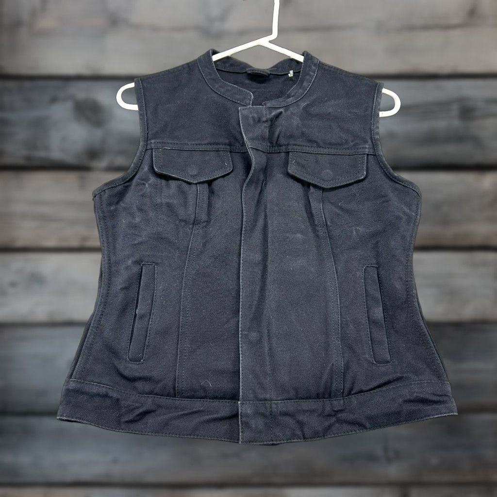 CO VINTAGE First Mfg Co Heavy Hitter Vest Womens M Black Canvas Motorcycle Biker 90s Pockets Size M / US 6-8 / IT 42-44 - 1 Thumbnail
