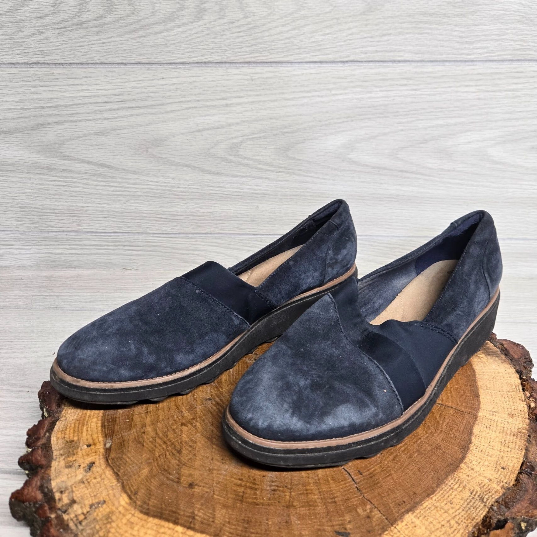 Clarks Clarks Collection Blue Suede Low Wedge Slip-On Loafers Adult Women's 11 Size US 11 / IT 41 - 2 Thumbnail