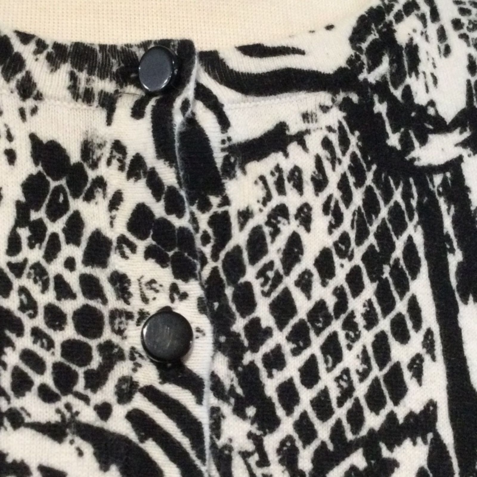 Other Designer Originals Black & White Button Front Cardigan PL Size L / US 10 / IT 46 - 4 Thumbnail