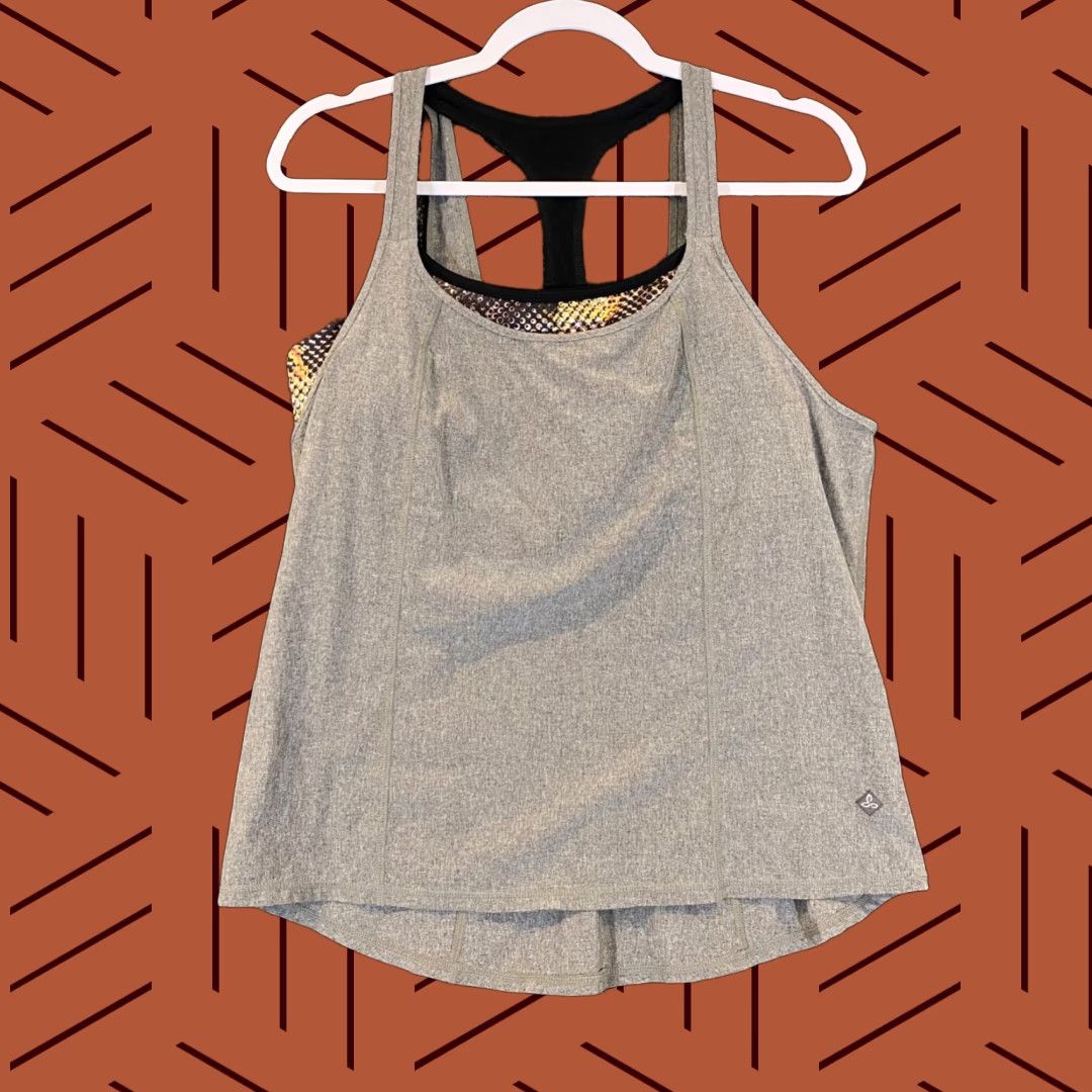 Prana Prana Tank Womens Large Gray Skin Active Racerback Stretch Pacifica Sway Medium Size ONE SIZE - 1 Thumbnail