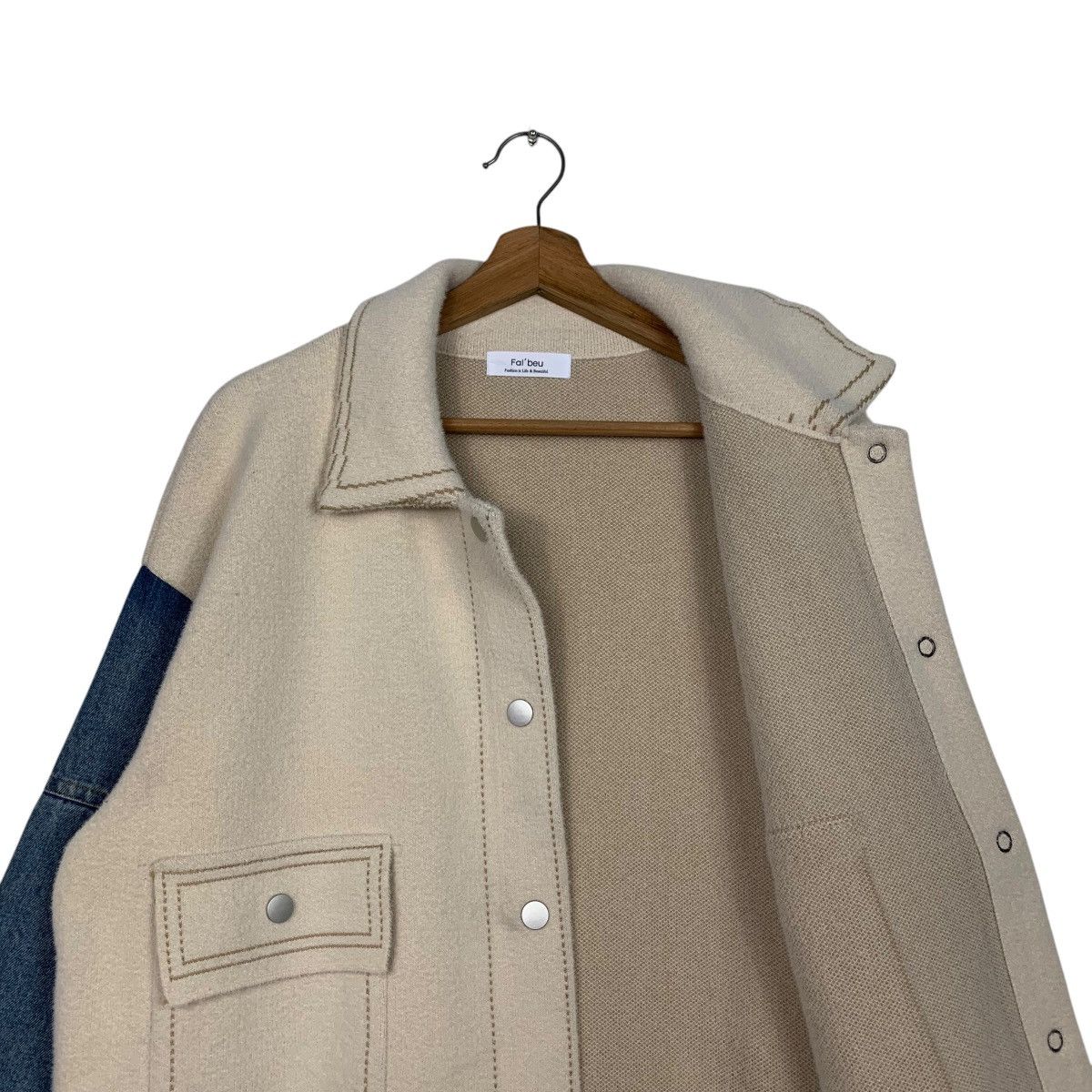 Japanese Brand FAL’BEU Jeans Sleeve Wool Boxy Jacket #2598-C117 Size M / US 6-8 / IT 42-44 - 10 Thumbnail