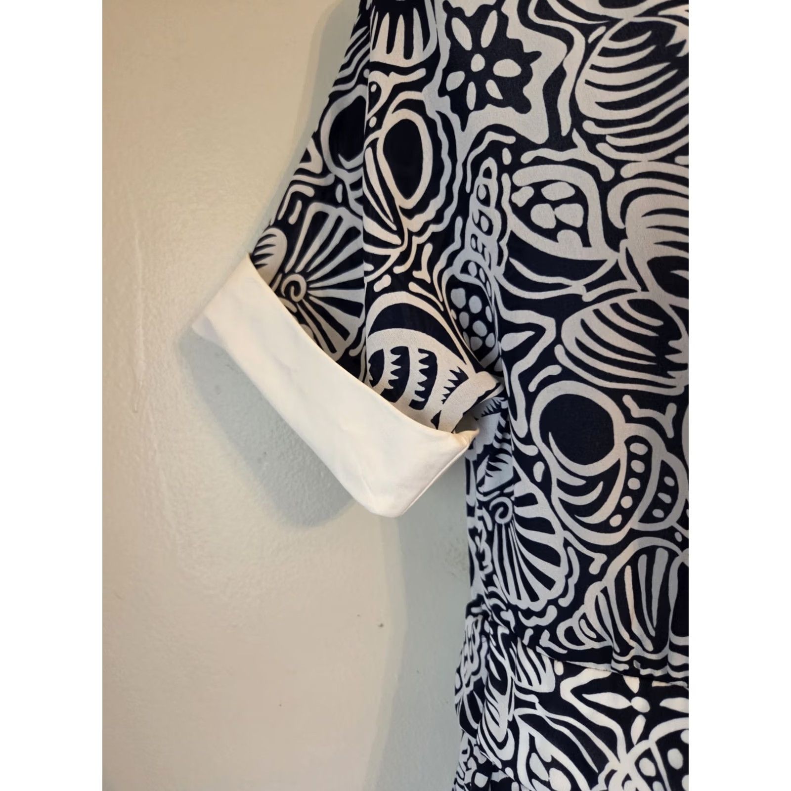 Vintage VINTAGE Leslie Fay Lord & Taylor Dress 14 Seashell Print Nautical 80s Navy/white Size XL / US 12-14 / IT 48-50 - 4 Thumbnail