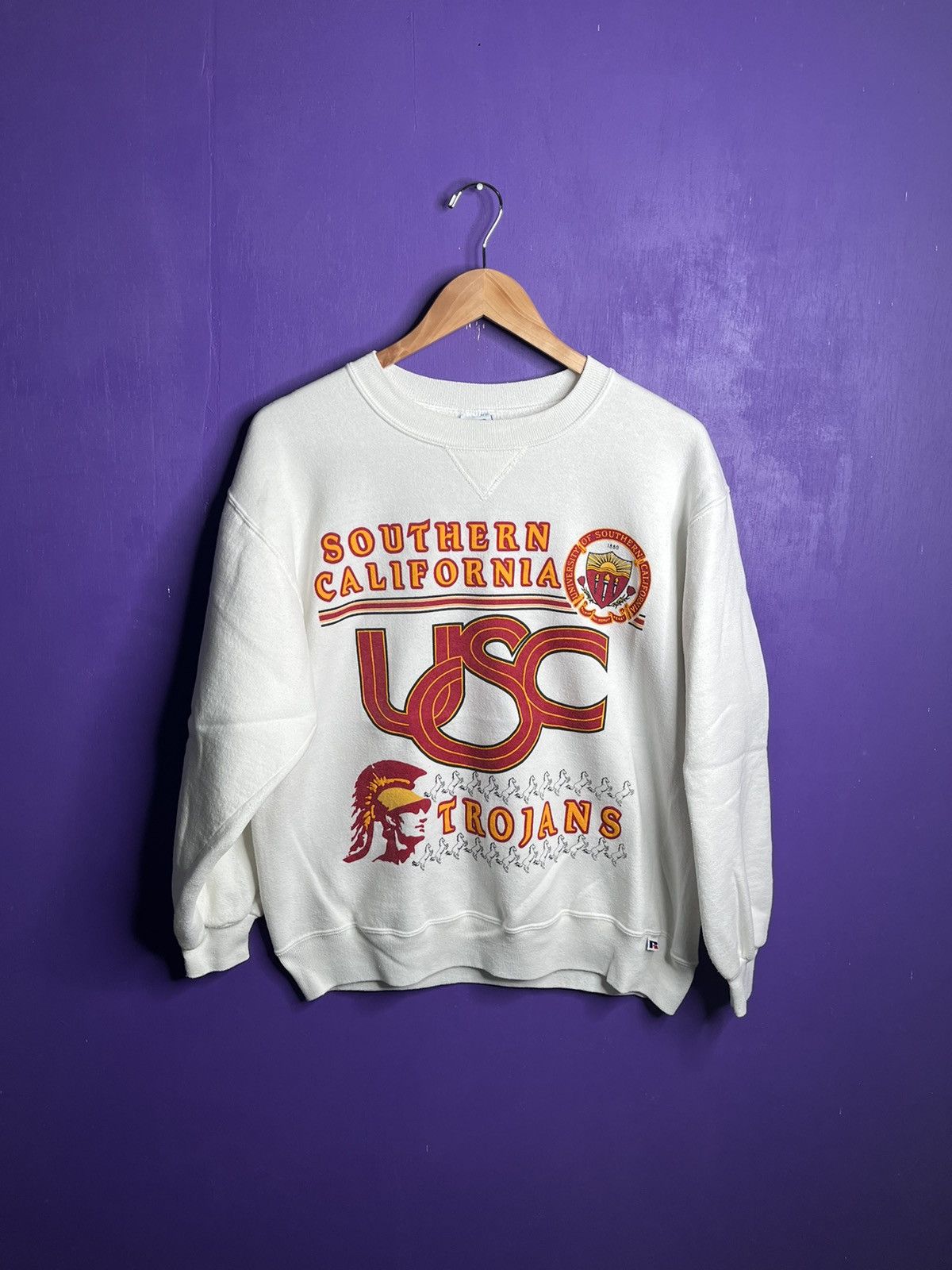 USC college vintage Russell Athletic crewneck sweater deals