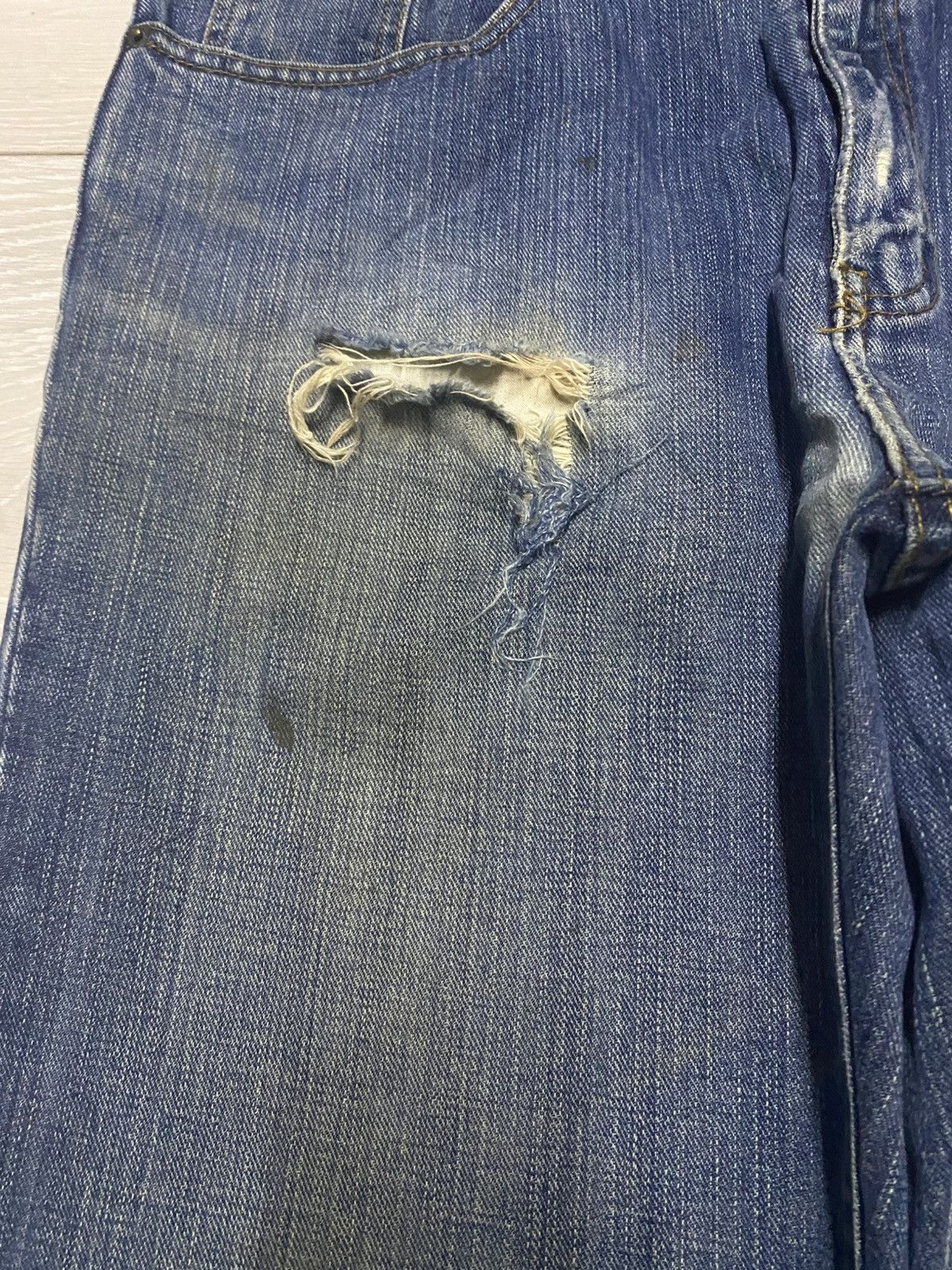 Other Vintage Japanese Brand Top Valu Blue Wash Distressed Jeans Size US 36 / EU 52 - 8 Thumbnail