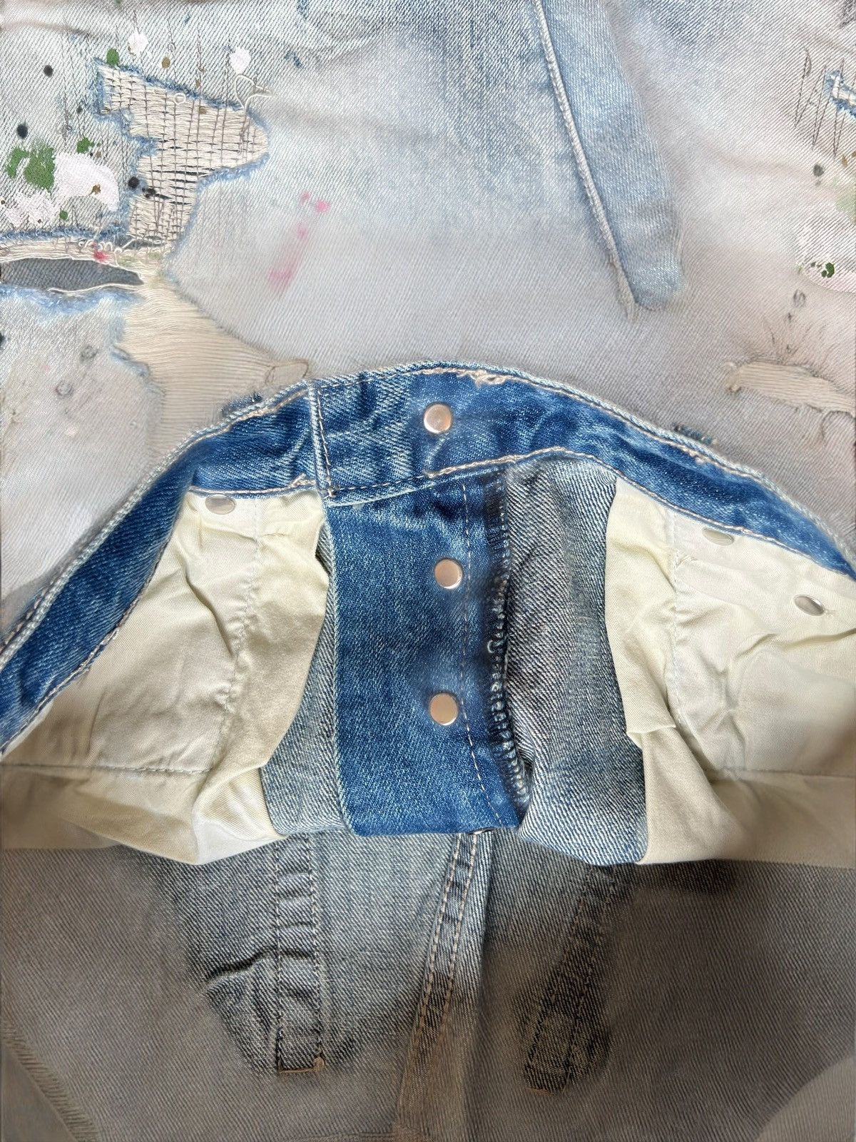 Designer × Japanese Brand UNKNOWN DESIGNER RIPPED DENIM JEANS DISTRESSED PAINTED Size US 34 / EU 50 - 6 Thumbnail