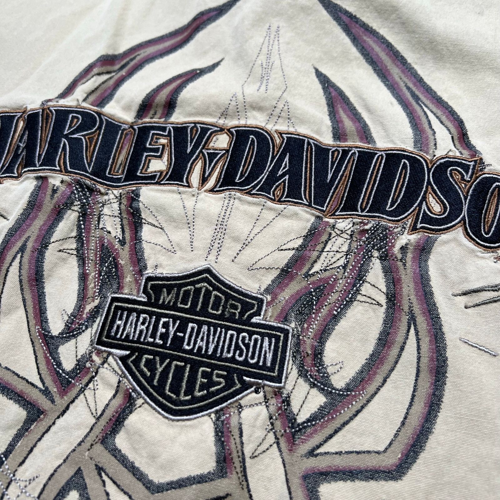 Harley Davidson Y2K HARLEY DAVIDSON Motor Sz M Sleeveless Button cream beige Size US M / EU 48-50 / 2 - 9 Thumbnail
