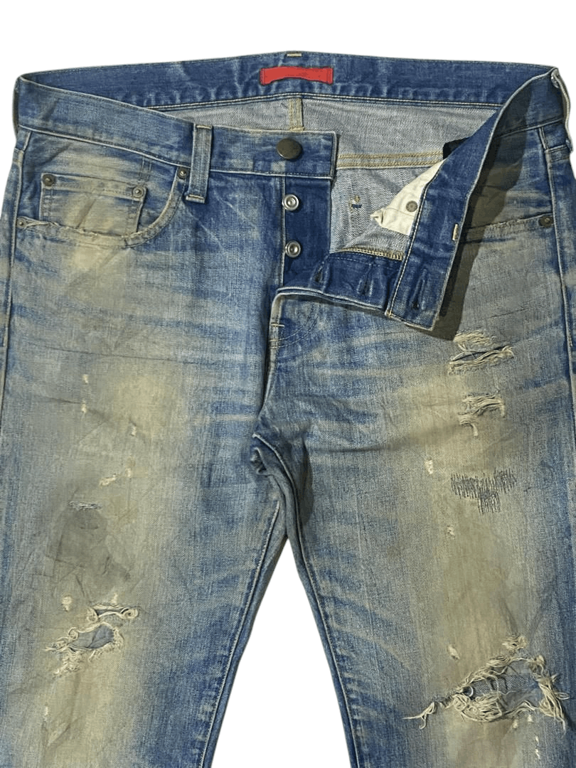 If Six Was Nine × Japanese Brand Vintage Japanese Brand Red Card Blue Washed Distressed Jeans Size US 36 / EU 52 - 4 Thumbnail