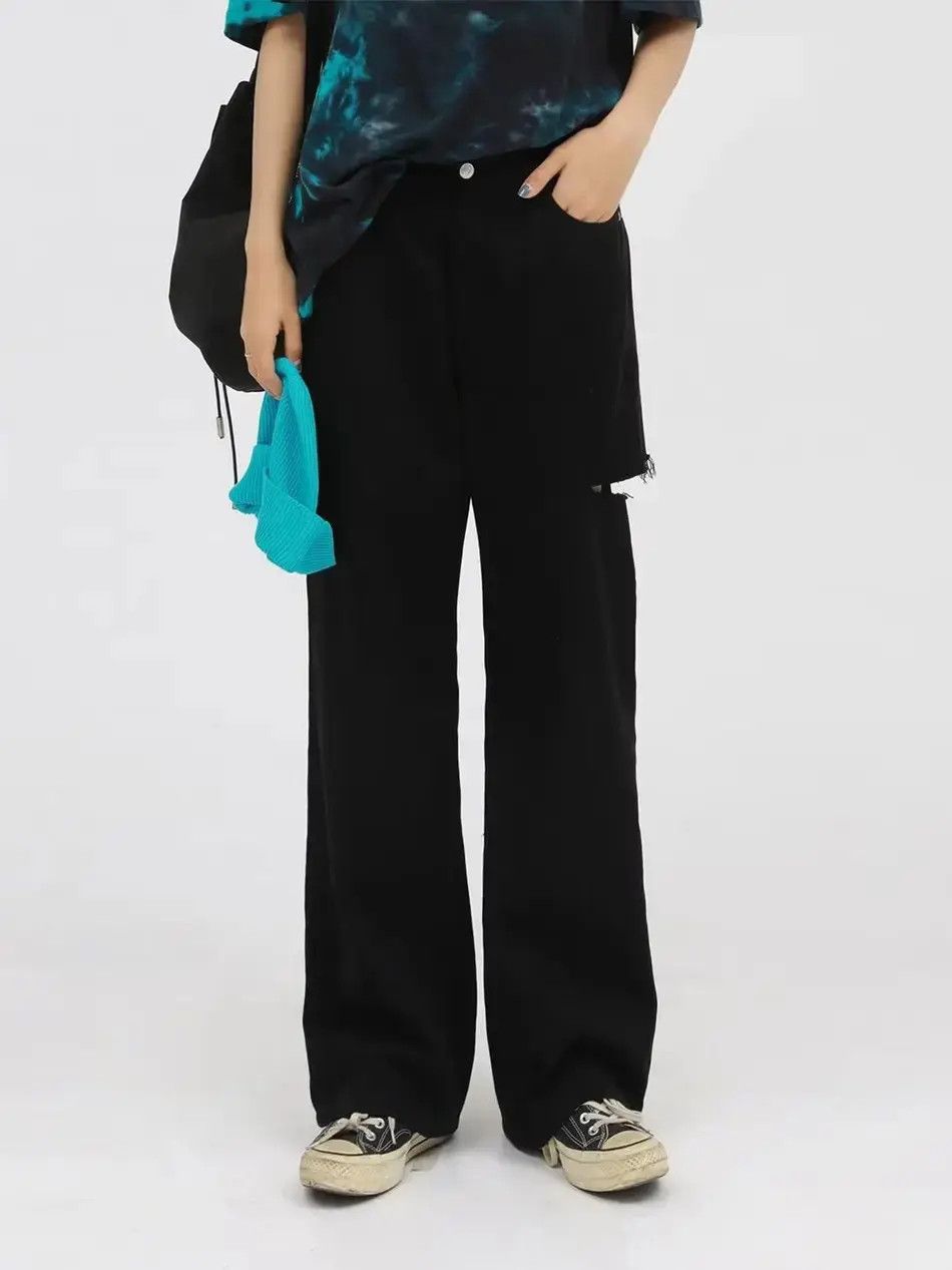 Japanese Brand Black micro flared wide leg jeans Size US 32 / EU 48 - 4 Thumbnail