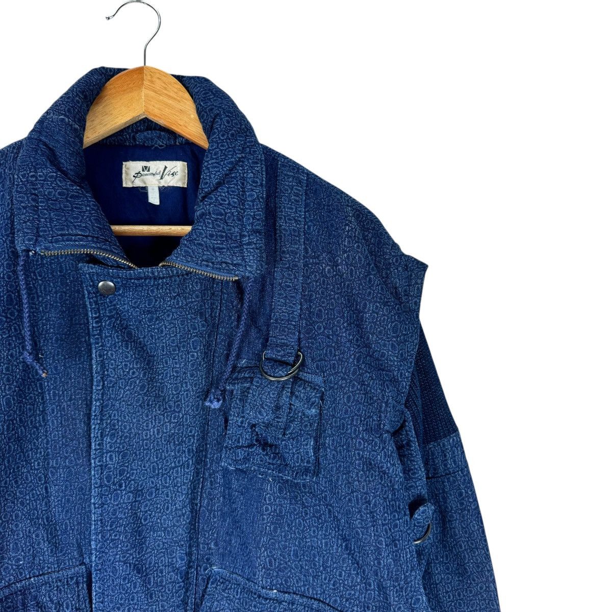 Issey Miyake 🌟VINTAGE 80s VISE DENIM BONDAGE BOMBER JACKET Size US M / EU 48-50 / 2 - 8 Thumbnail