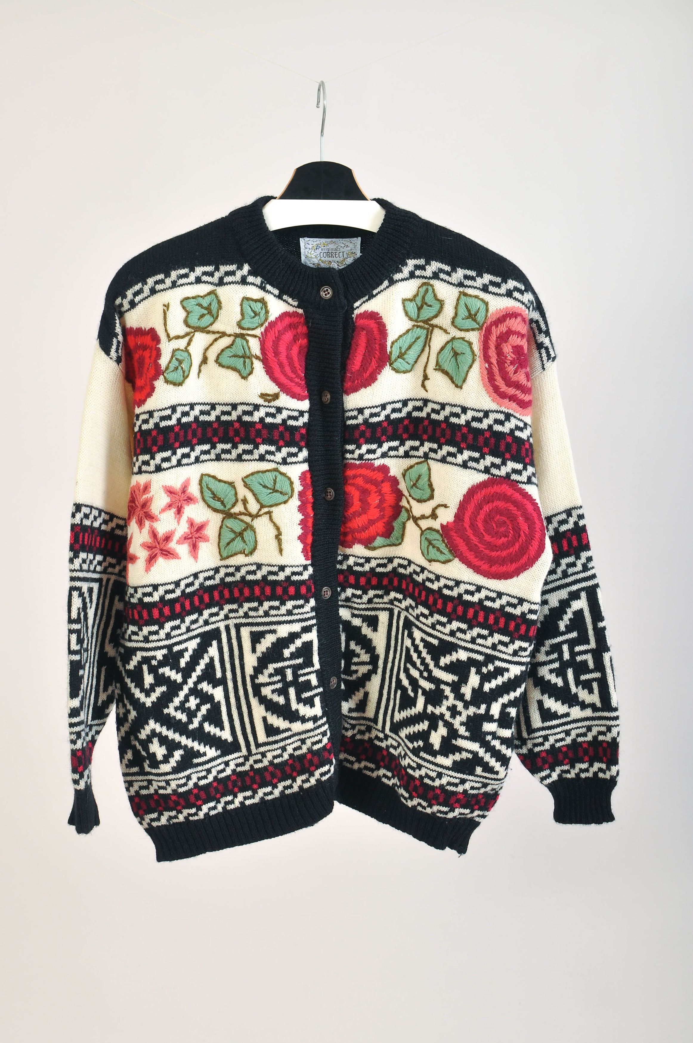 Other Vintage 90s Floral Embroidered Oversize Cardigan Size M / US 6-8 / IT 42-44 - 1 Thumbnail