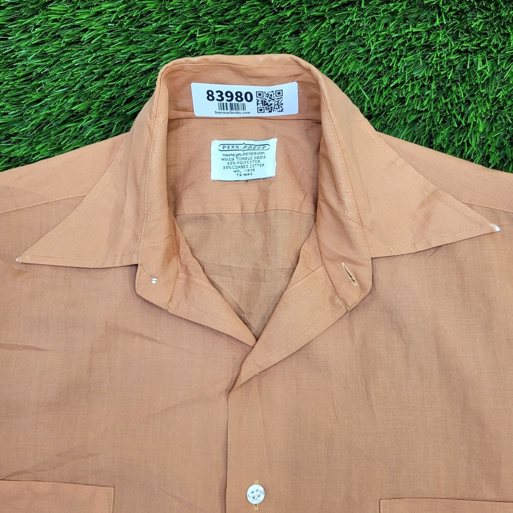 Vintage VINTAGE 90s MOD Button Shirt Large Apricot Orange Menswear Shirt Casual Workwear 90s Mens B Size US L / EU 52-54 / 3 - 3 Thumbnail