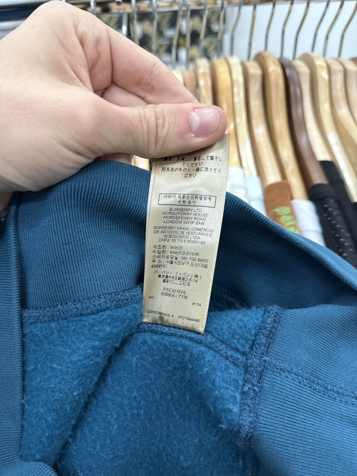 Burberry Burberry Blue Embroidered Hoodie - Size M Size US M / EU 48-50 / 2 - 9 Thumbnail