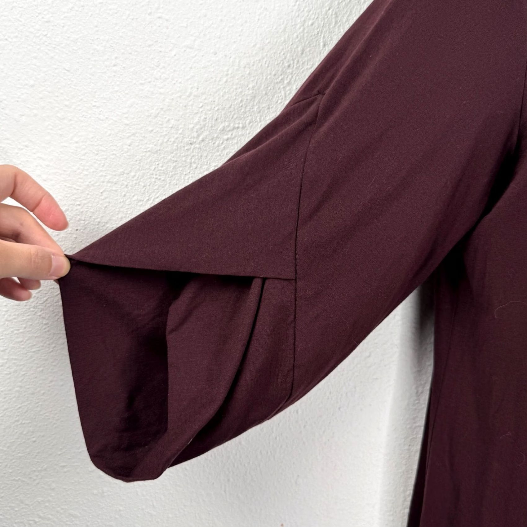 Eileen Fisher VINTAGE Eileen Fisher Tulip-Sleeve Shift Dress Petite Small Wine Boat Neck Stretch Size S / US 4 / IT 40 - 5 Thumbnail