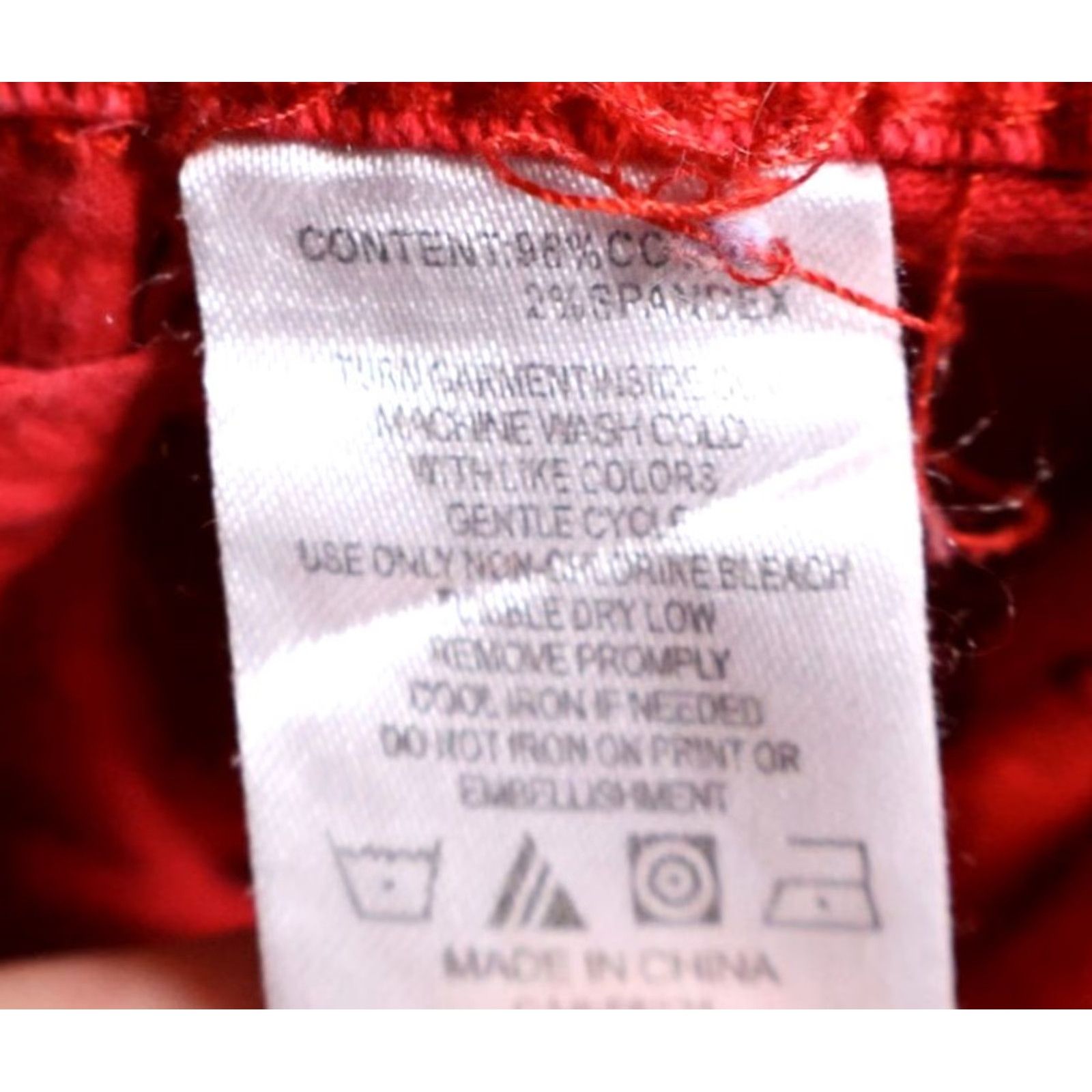 Vintage VINTAGE Apple Bottoms Jeans Women's 14 (38 x 29) Red Embellished Rhinestones Stretch Denim Size 36" / US 14 / IT 50 - 4 Thumbnail