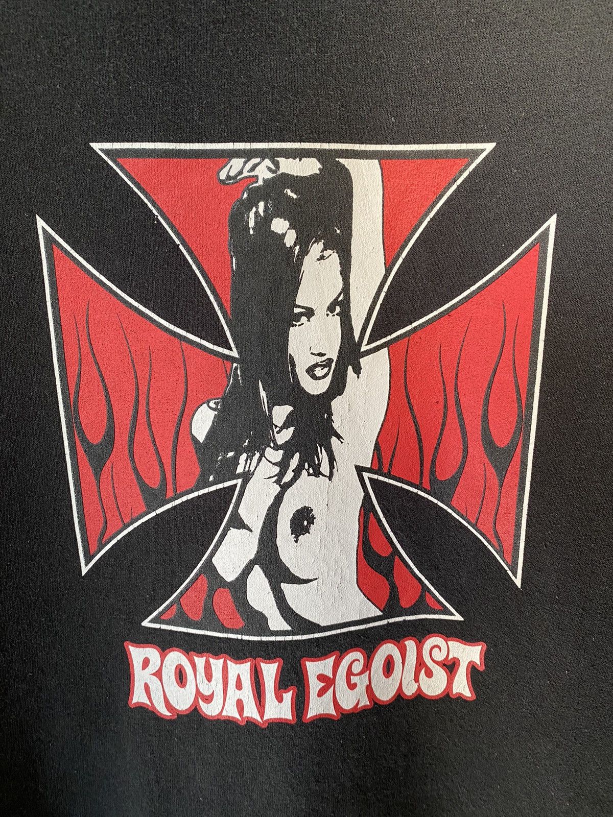 Japanese Brand 1990s 🔥ROYAL EGOIST Pin Up Cross fire flames hysteric cospa Size US M / EU 48-50 / 2 - 6 Thumbnail