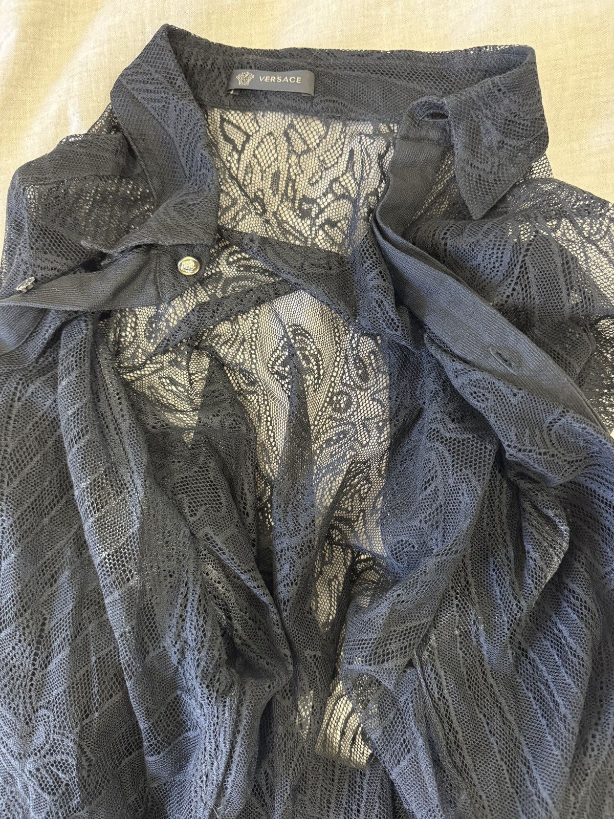 Versace SS12 Runway Lace Shirt Black Medusa French Lace Sheer 38 Size US M / EU 48-50 / 2 - 18 Thumbnail