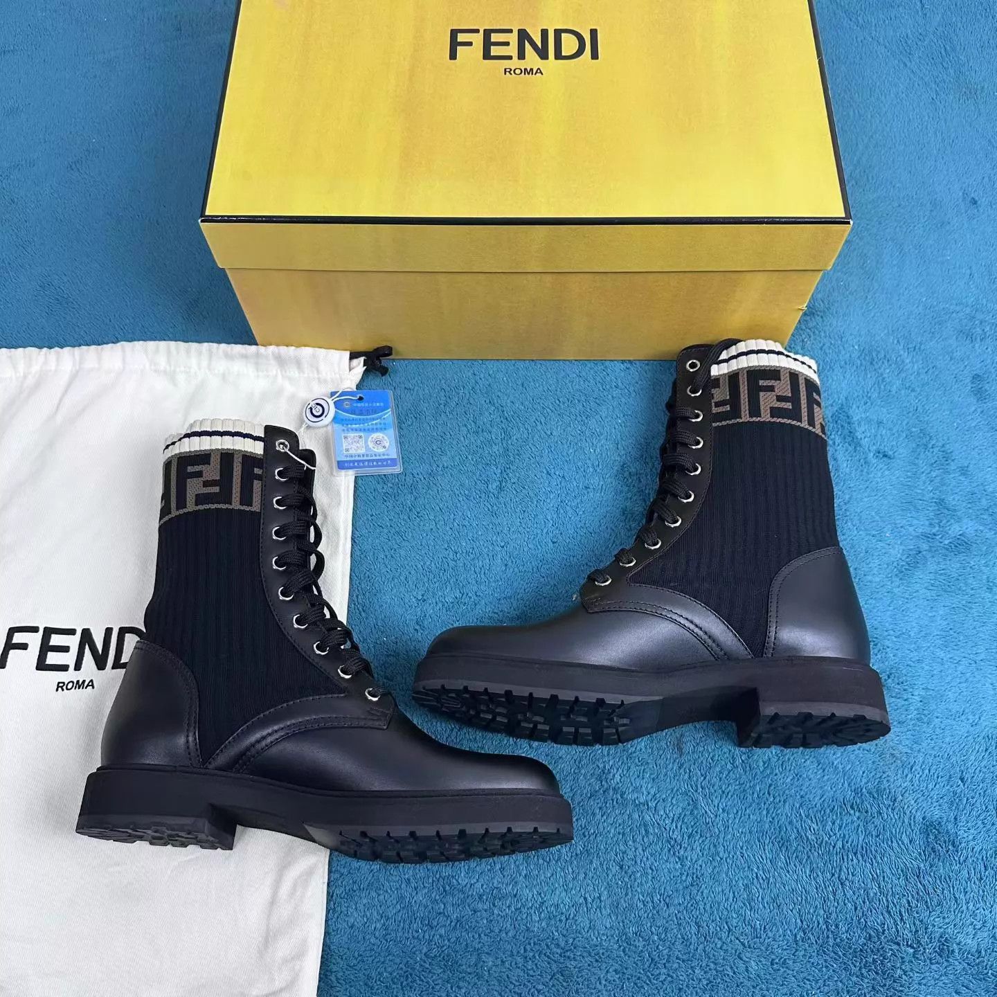 Fendi Fendi Rockoko Women's Black Martin Boots 37 Size US 6.5 / IT 36.5 - 3 Thumbnail