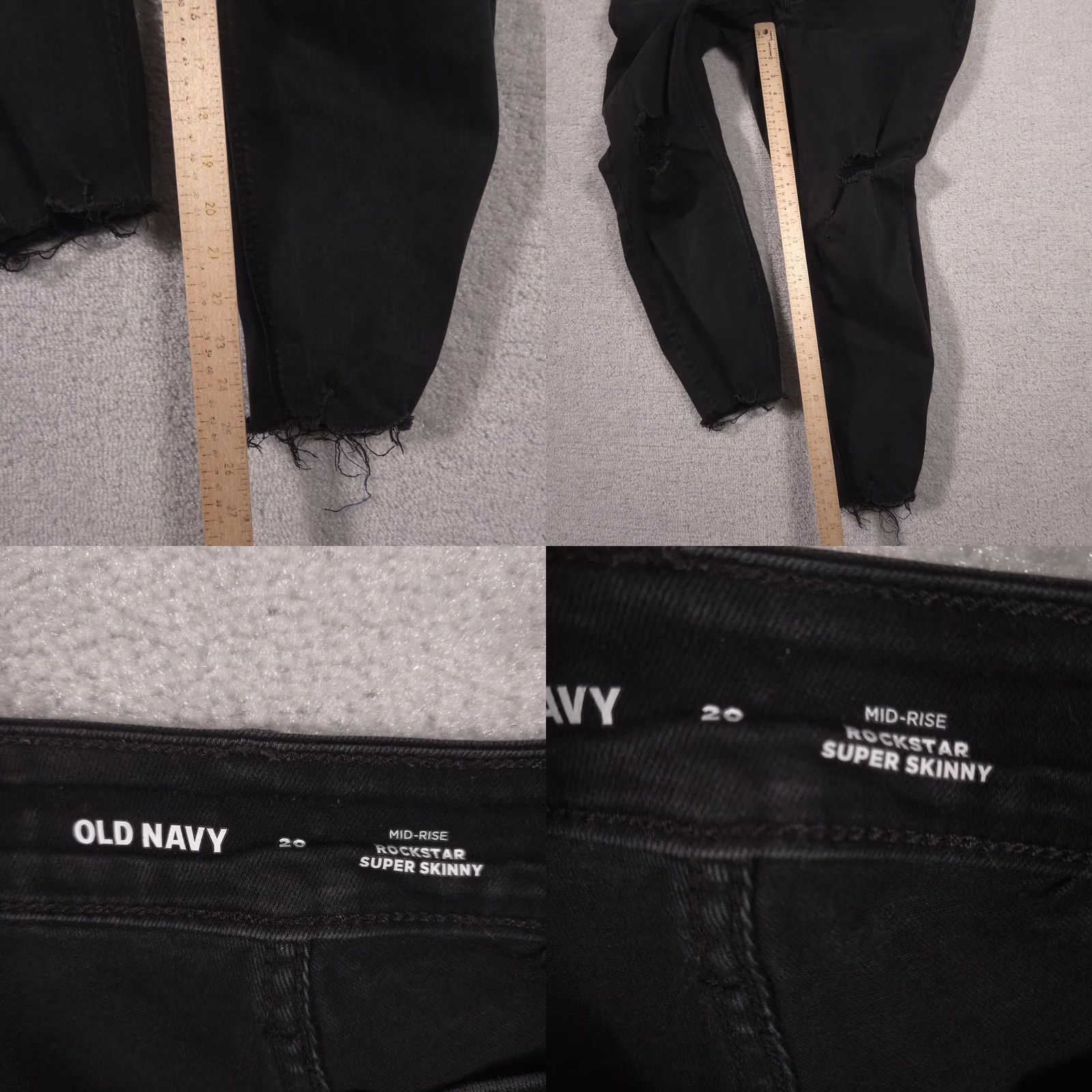 Old Navy Old Navy Rockstar Super Skinny Jeans Womens 20 Black Distressed Raw Hem Capri Size 42" / US 20 - 8 Thumbnail