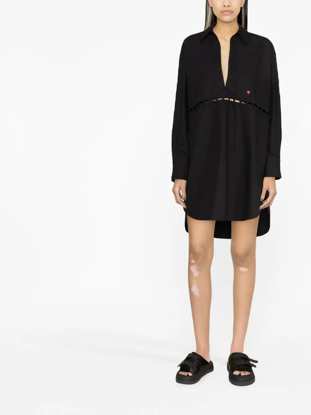 Palm Angels o1y1125 Shirt Mini Dress in Black Size M / US 6-8 / IT 42-44 - 4 Thumbnail