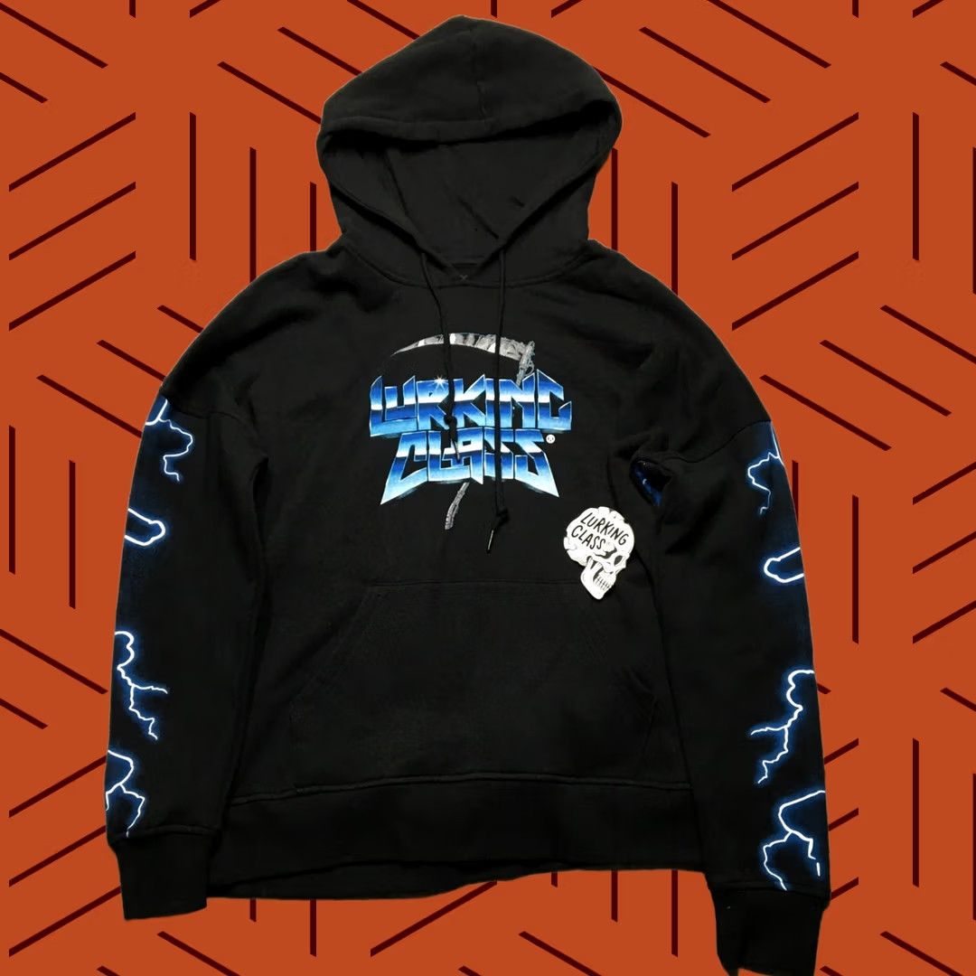 Vintage Lurking Class Hoodie Mens Small Black Mega Print Lightning Skull Graphic Print Hooded Pullover Skeleton Grunge Streetwear 90s Mens Size US S / EU 44-46 / 1 - 1 Thumbnail