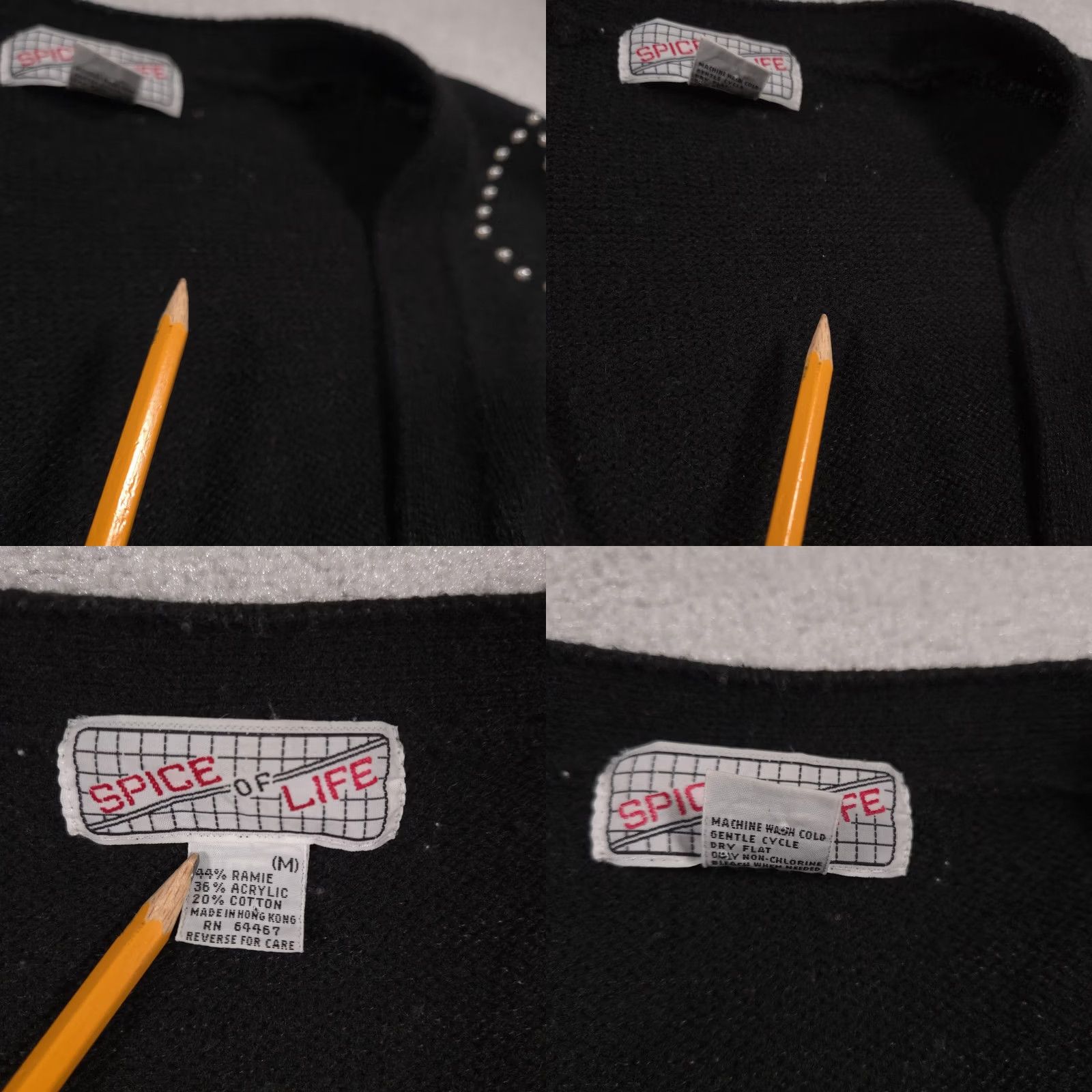 Vintage VINTAGE Spice of Life Cardigan Womens Medium Black Floral Pearl 90s Sweater Size M / US 6-8 / IT 42-44 - 8 Thumbnail