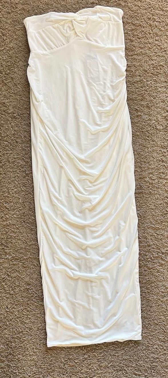 Designer CLUB L London Elegant White Midi Dress Size M / US 6-8 / IT 42-44 - 2 Thumbnail