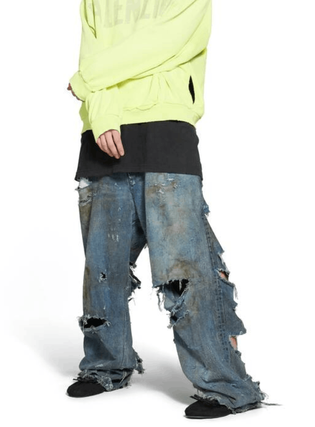 Balenciaga BALENCIAGA Super Destroyed Baggy Pants Size US 33 - 1 Thumbnail