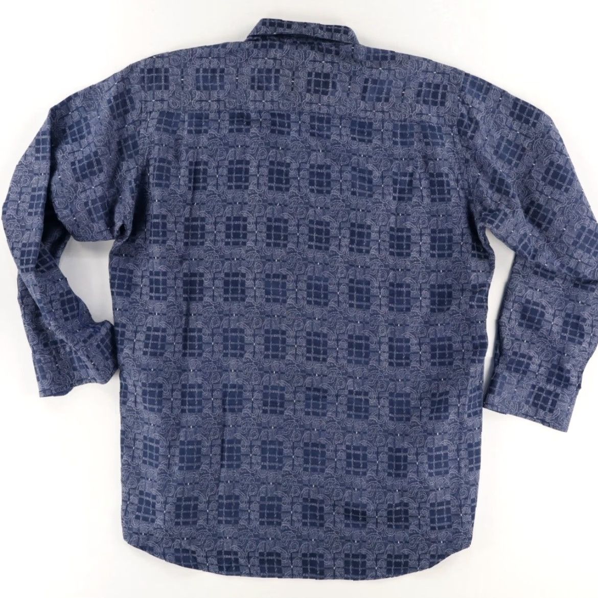 Vintage VINTAGE Visconti Black Cotton Geometric Long Sleeve Button Up Shirt Blue 2XLT Mens Shirt Size US XXL / EU 58 / 5 - 4 Thumbnail