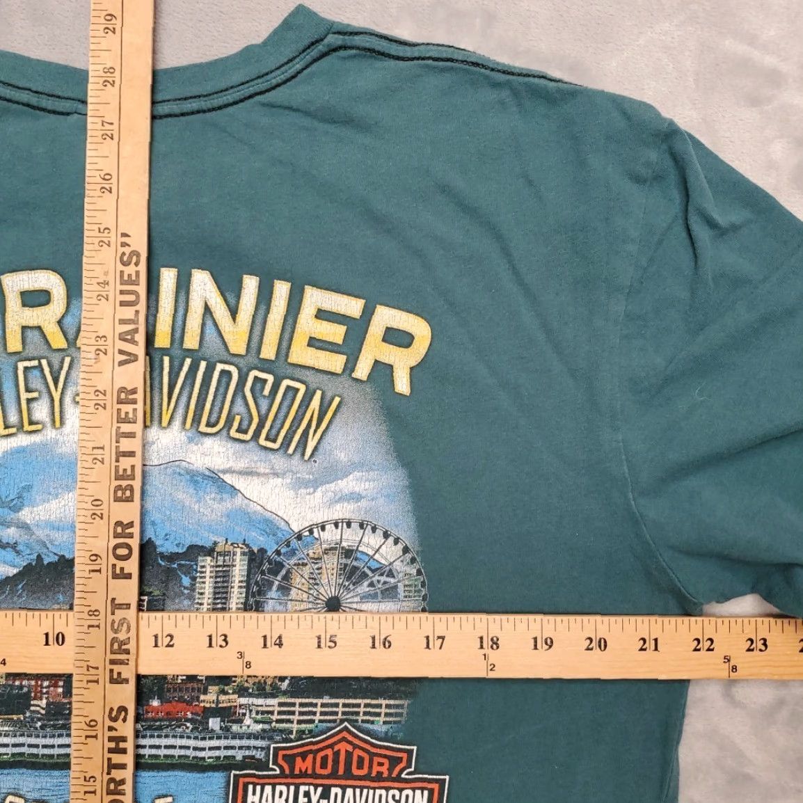 Harley Davidson VINTAGE Harley-Davidson Shirt Men L Green MT Rainier Seattle Washington Motorcycles Bike Size US L / EU 52-54 / 3 - 7 Thumbnail