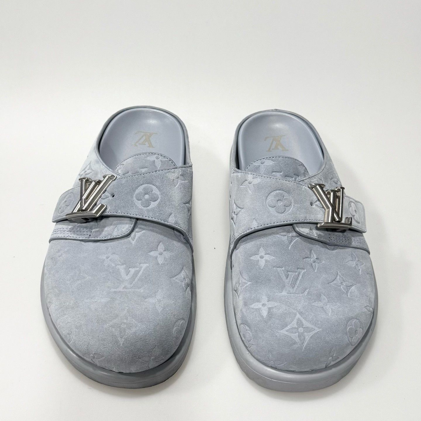 Louis Vuitton Louis Vuitton Blue Suede Monogram Mules Size US 8 / EU 41 - 4 Thumbnail