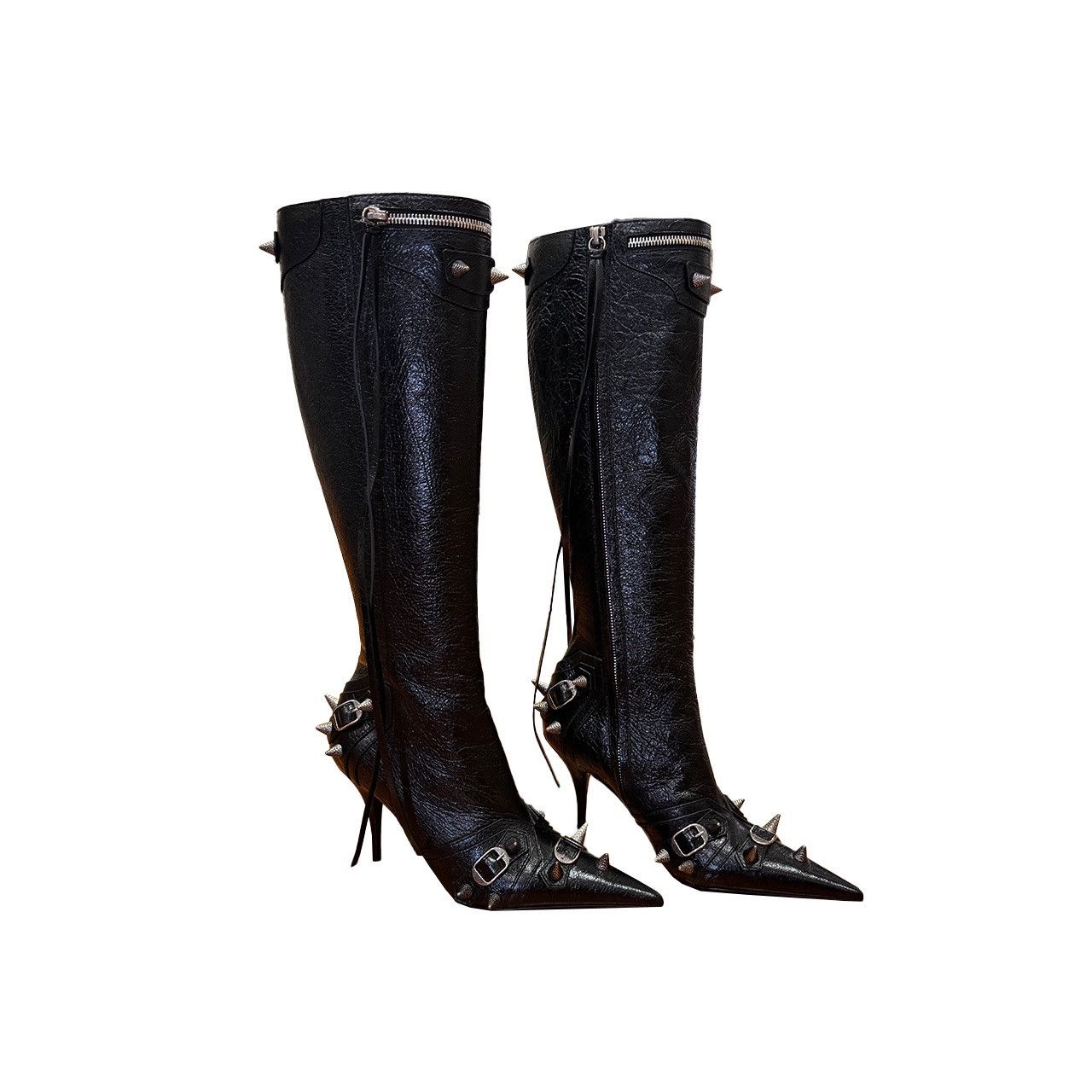 Balenciaga Balenciaga Cagole Spiked Leather Boots NEW Size US 6 / IT 36 - 1 Thumbnail